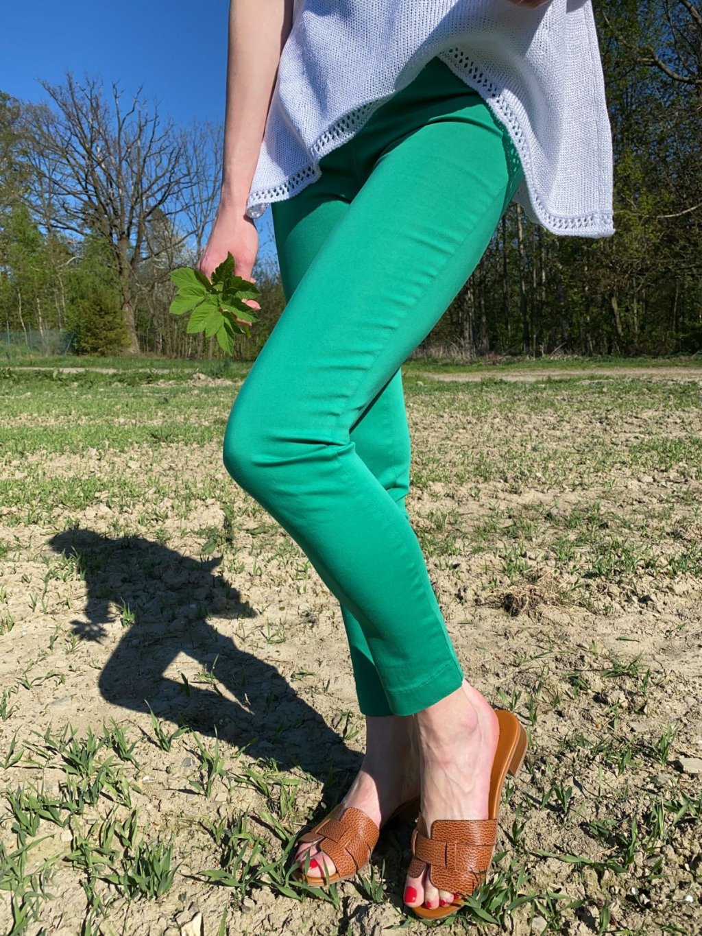 Kalhoty Cowest Aibiza zelené slim fit
