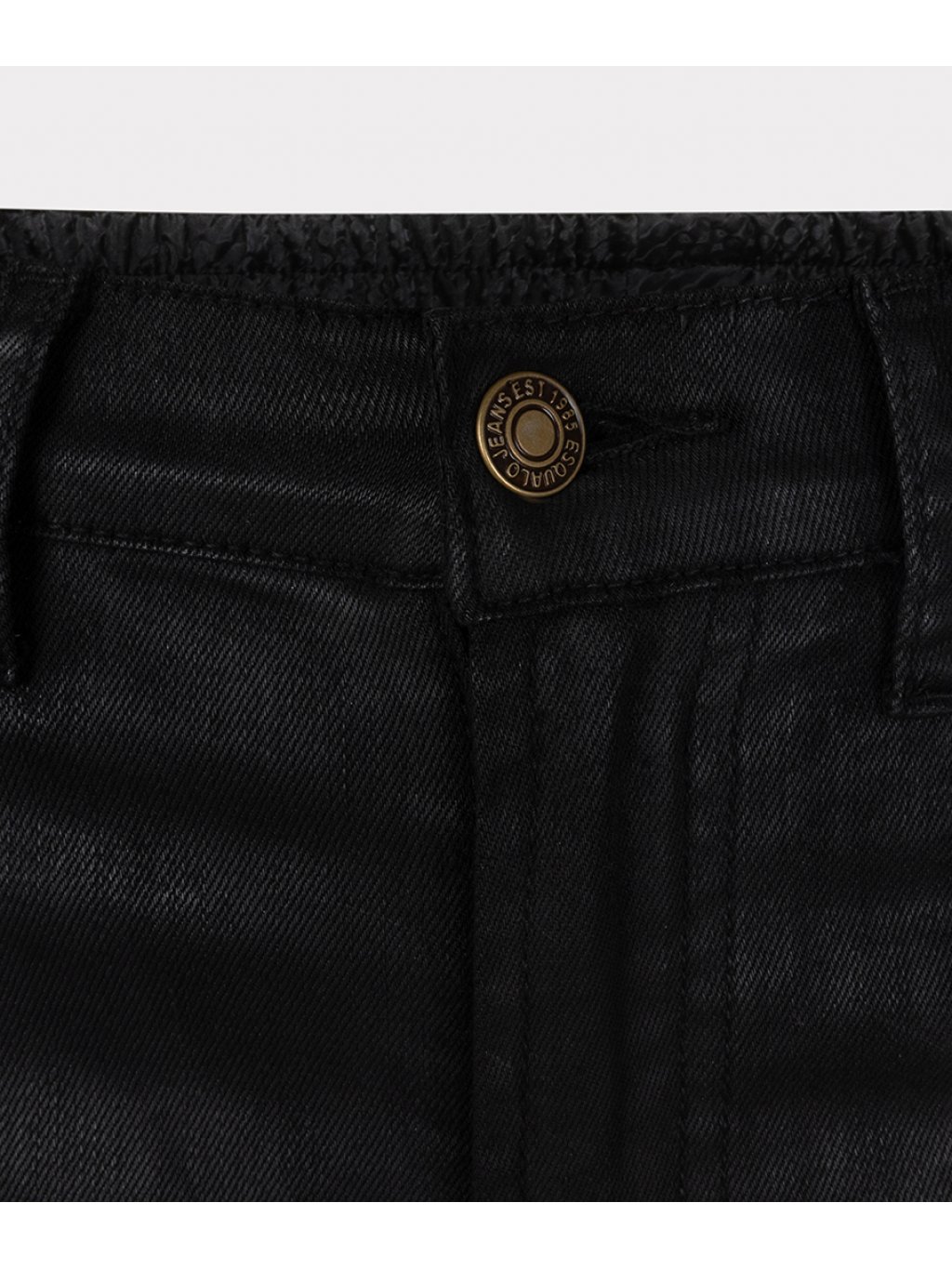 Kalhoty Esqualo 12700 černé džíny s efekty kůže