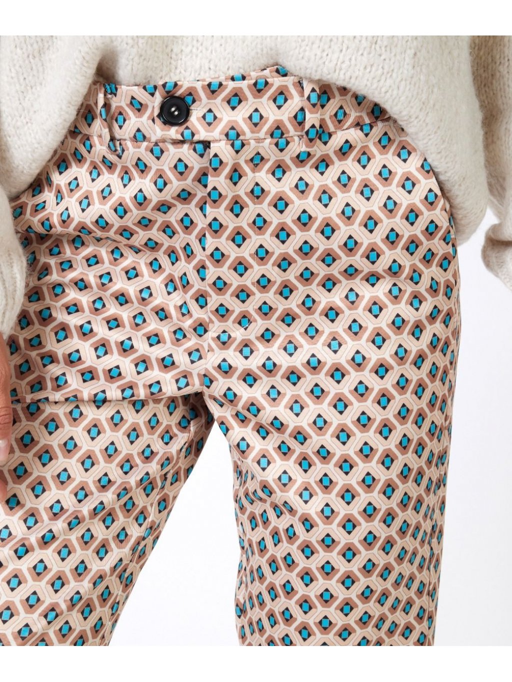 Kalhoty Esqualo 17501 béžovo tyrkysové vzor