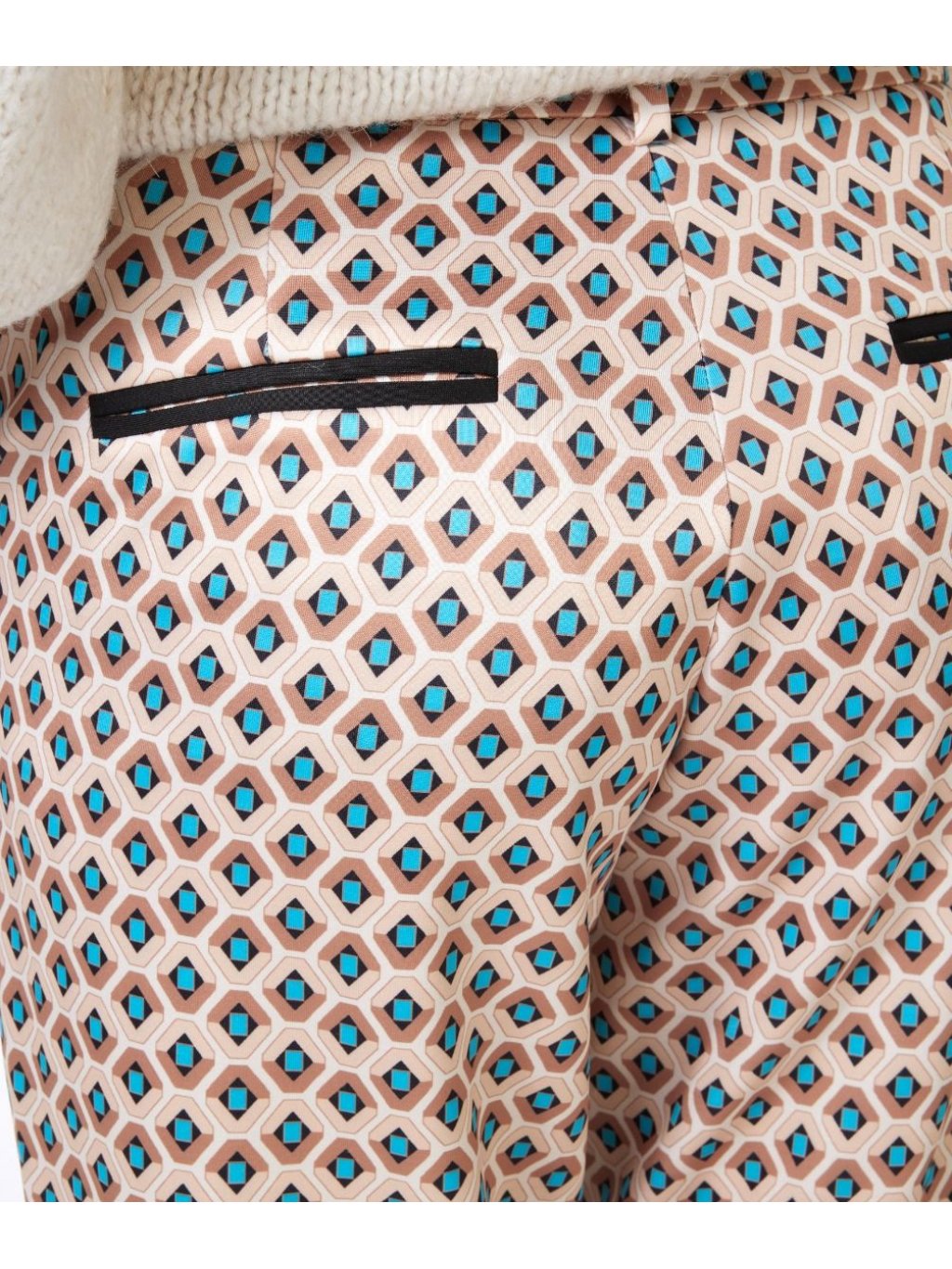 Kalhoty Esqualo 17501 béžovo tyrkysové vzor