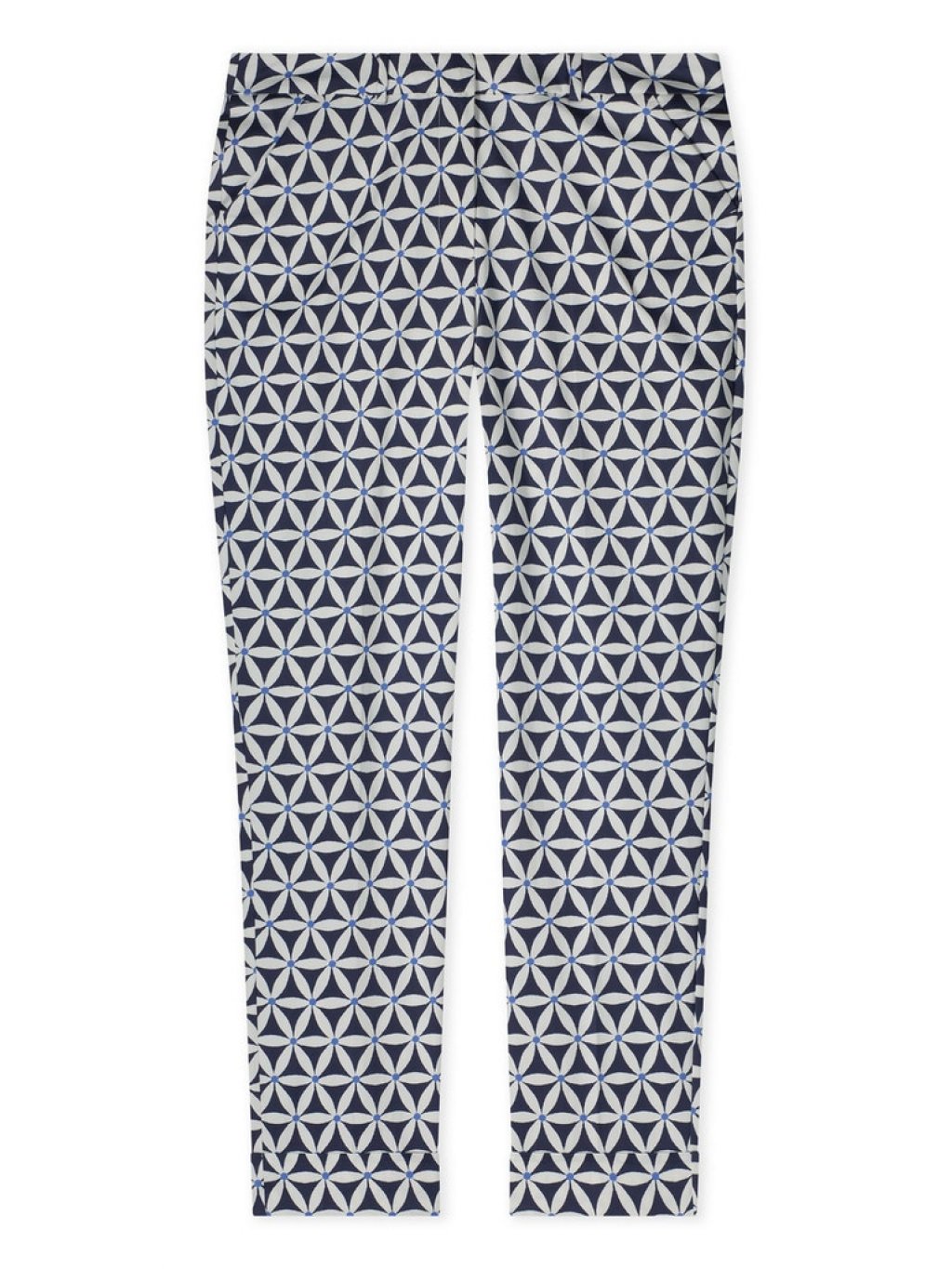 Kalhoty Kyra Florinda bílo modré vzorované 