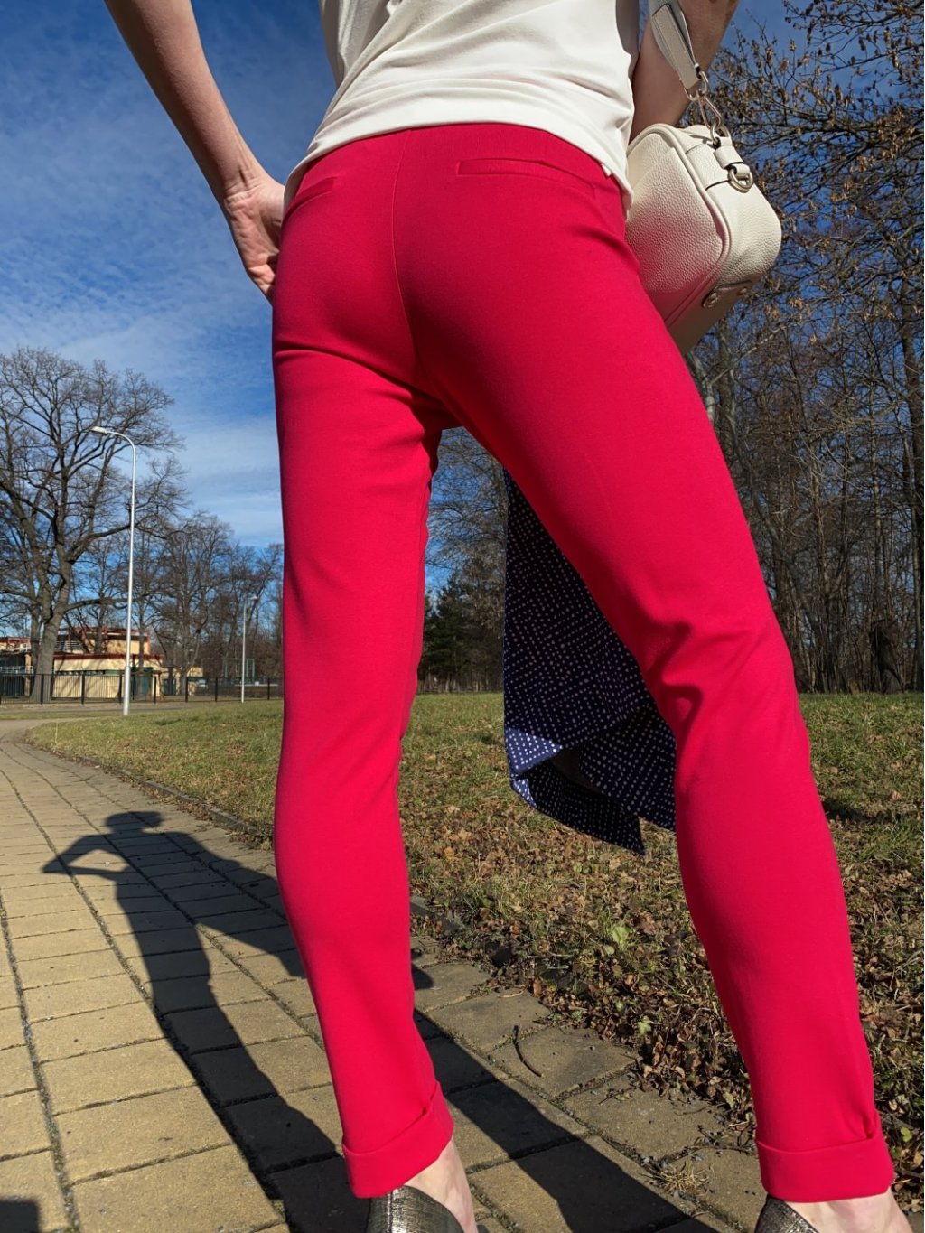 Kalhoty Kyra Rana pink cigaretový střih