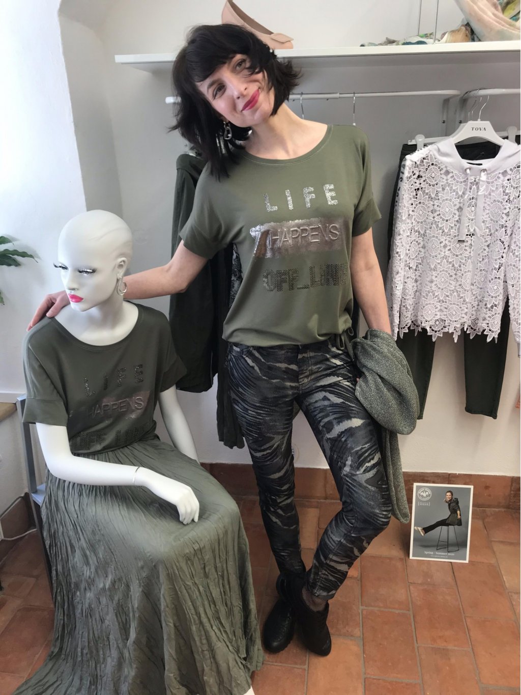Kalhoty Lauren Vidal zelené zvířecí