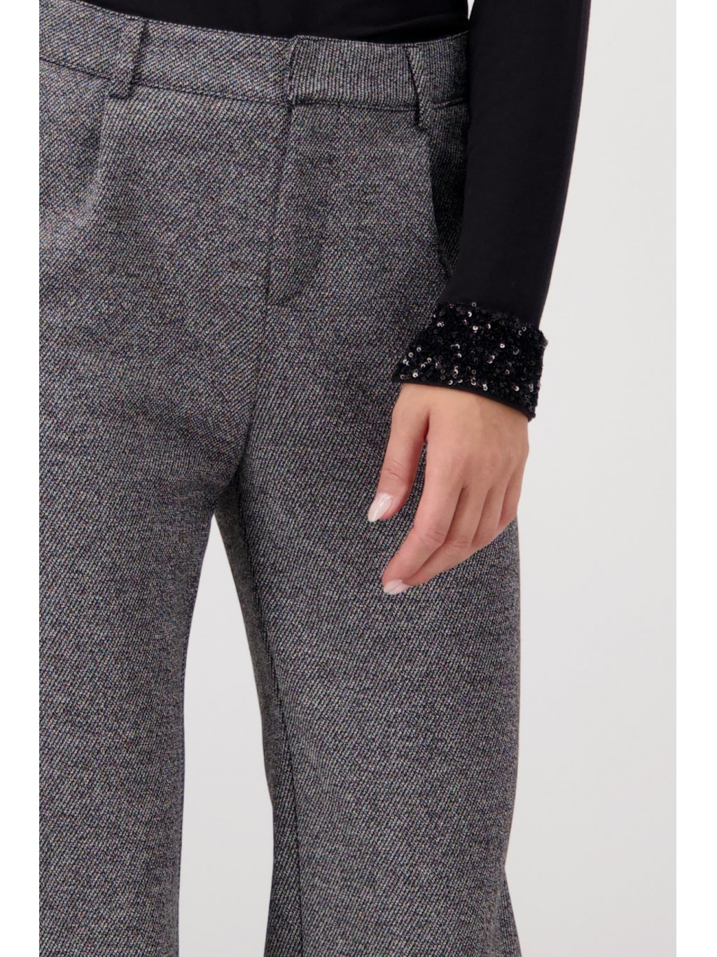 Kalhoty Monari 6096 šedé trendy melírované