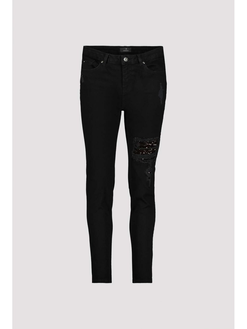 Kalhoty Monari 6132 černé džíny s aplikací