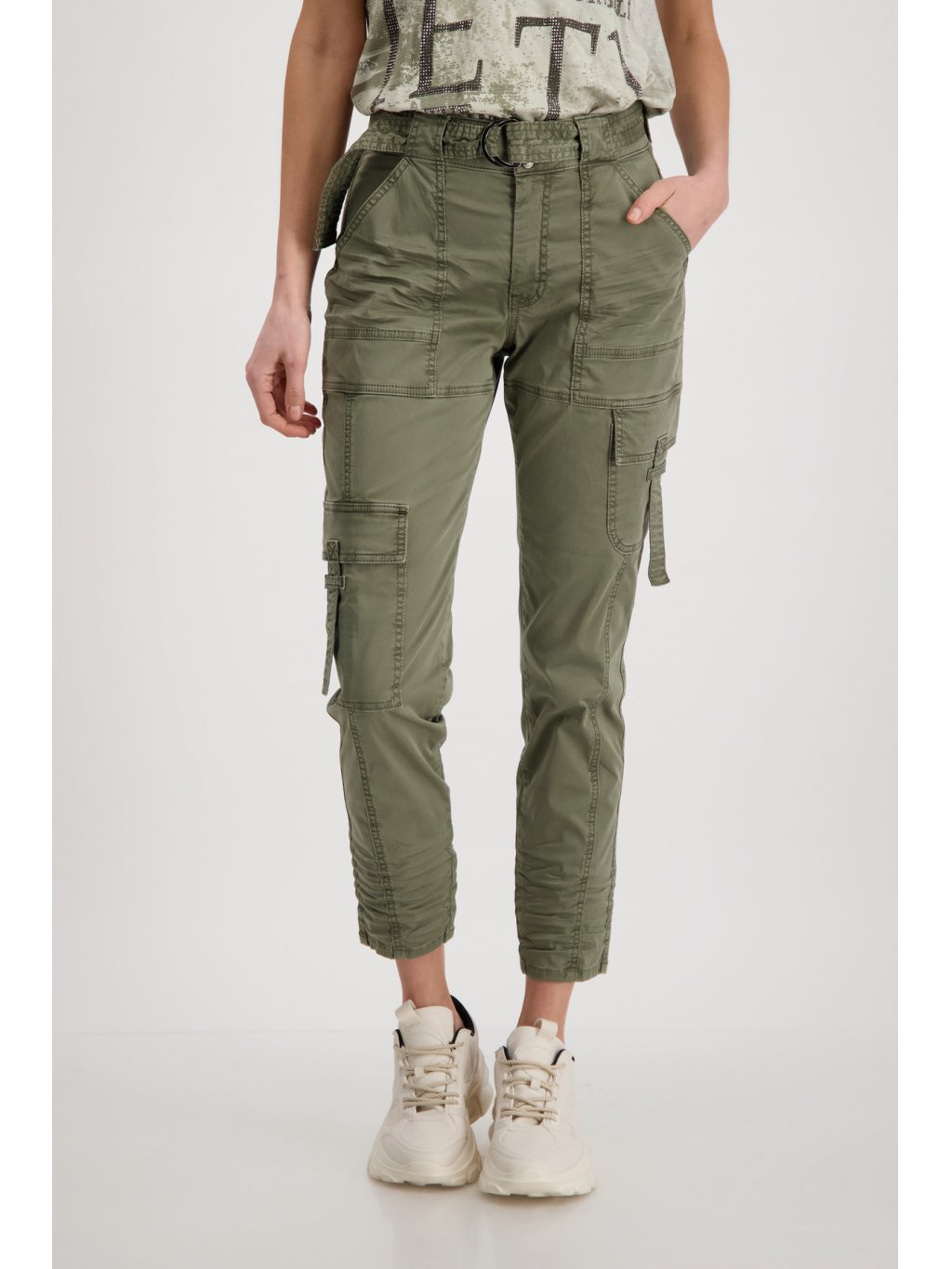 Kalhoty Monari 6987 zelené cargo styl