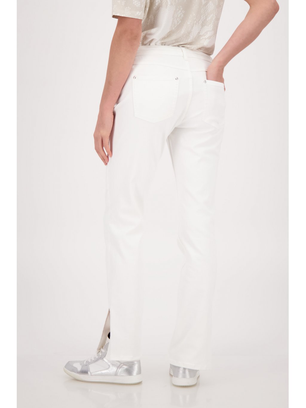 Kalhoty Monari 7566 jemné bílé s kamínky džíny