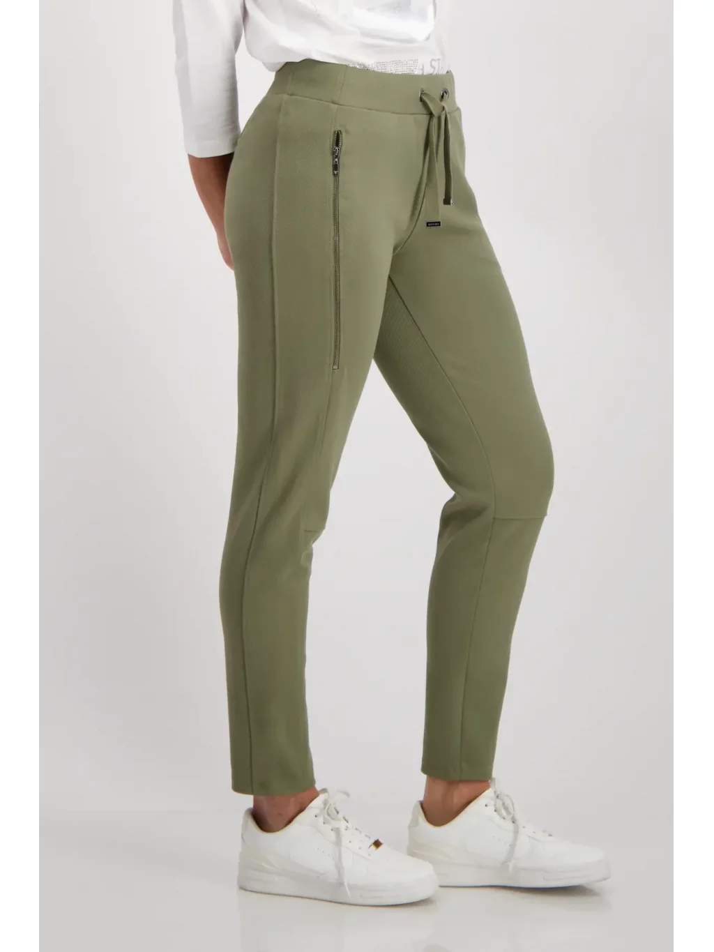 Kalhoty Monari 8044 khaki s elastickým pasem 