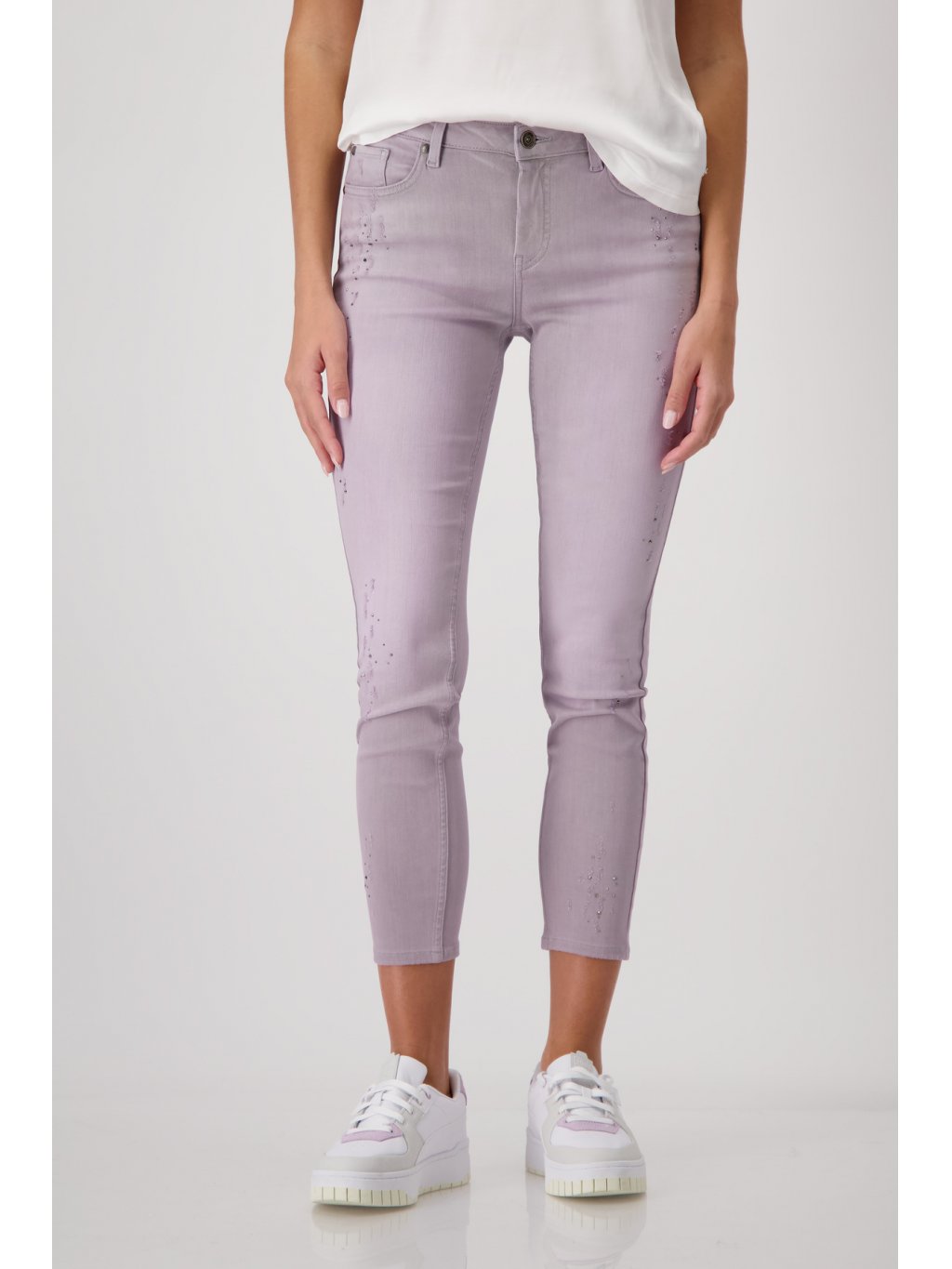 Kalhoty Monari  8255 lila džíny s aplikacemi 