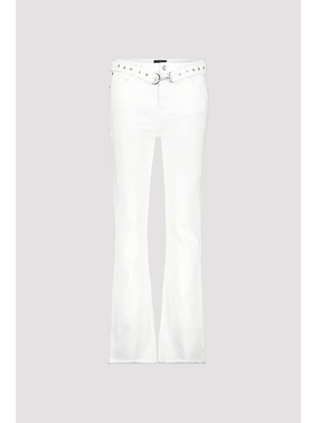 Kalhoty Monari 8306 bílé džíny do zvonu s opaskem