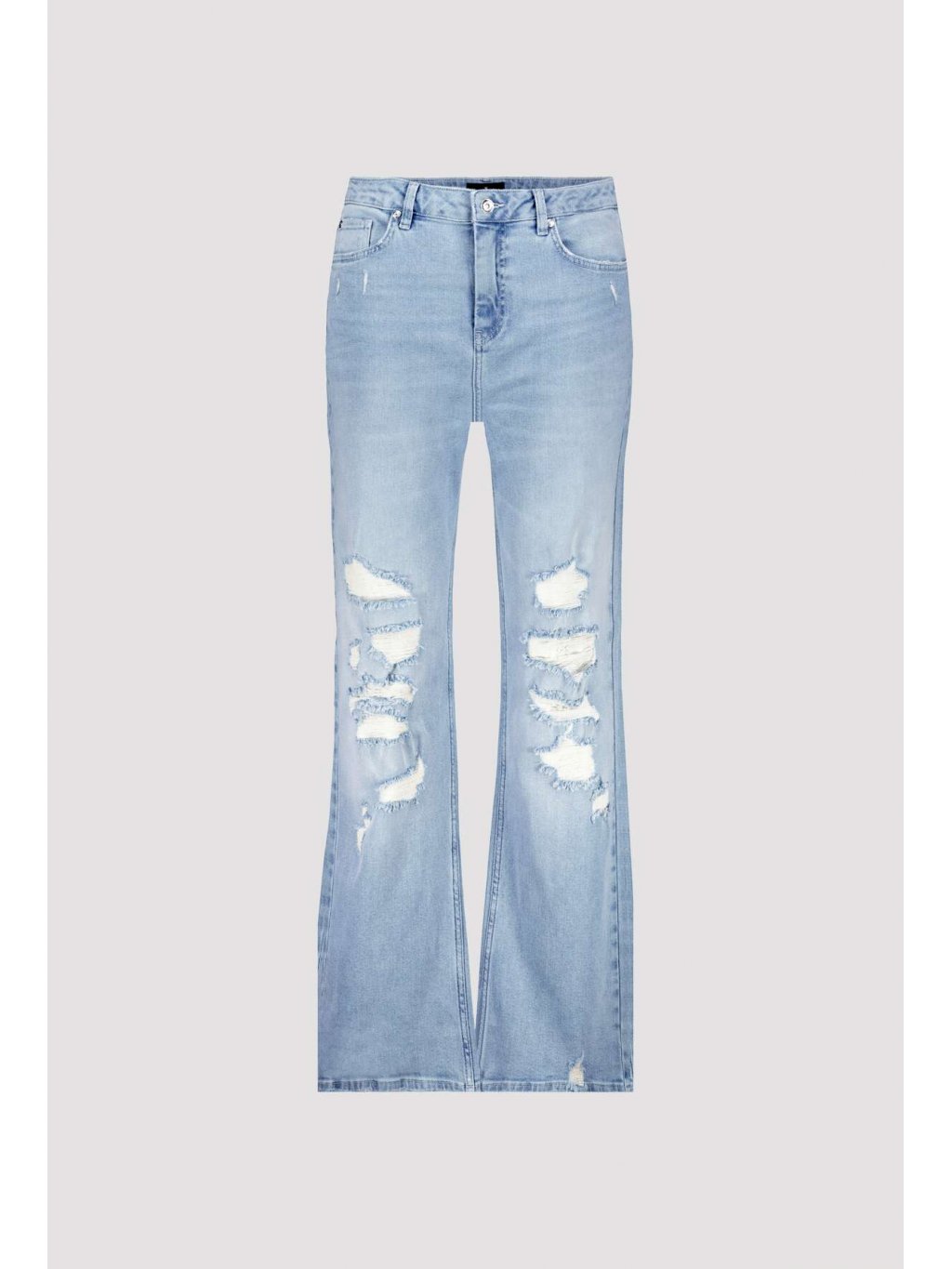 Kalhoty Monari 8371 široké světlé modré džíny s efekty  