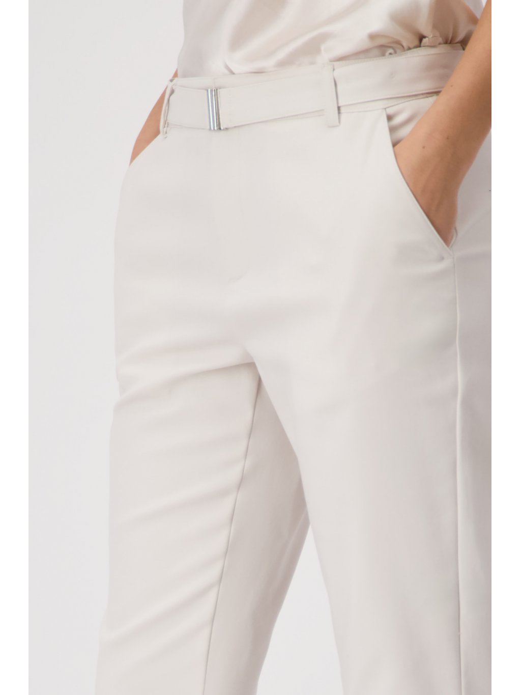 Kalhoty Monari 8590 béžové elastické s páskem 
