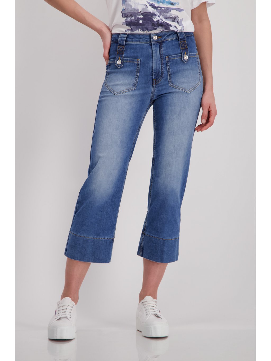 Kalhoty Monari 8762 středně modré zkrácené džíny