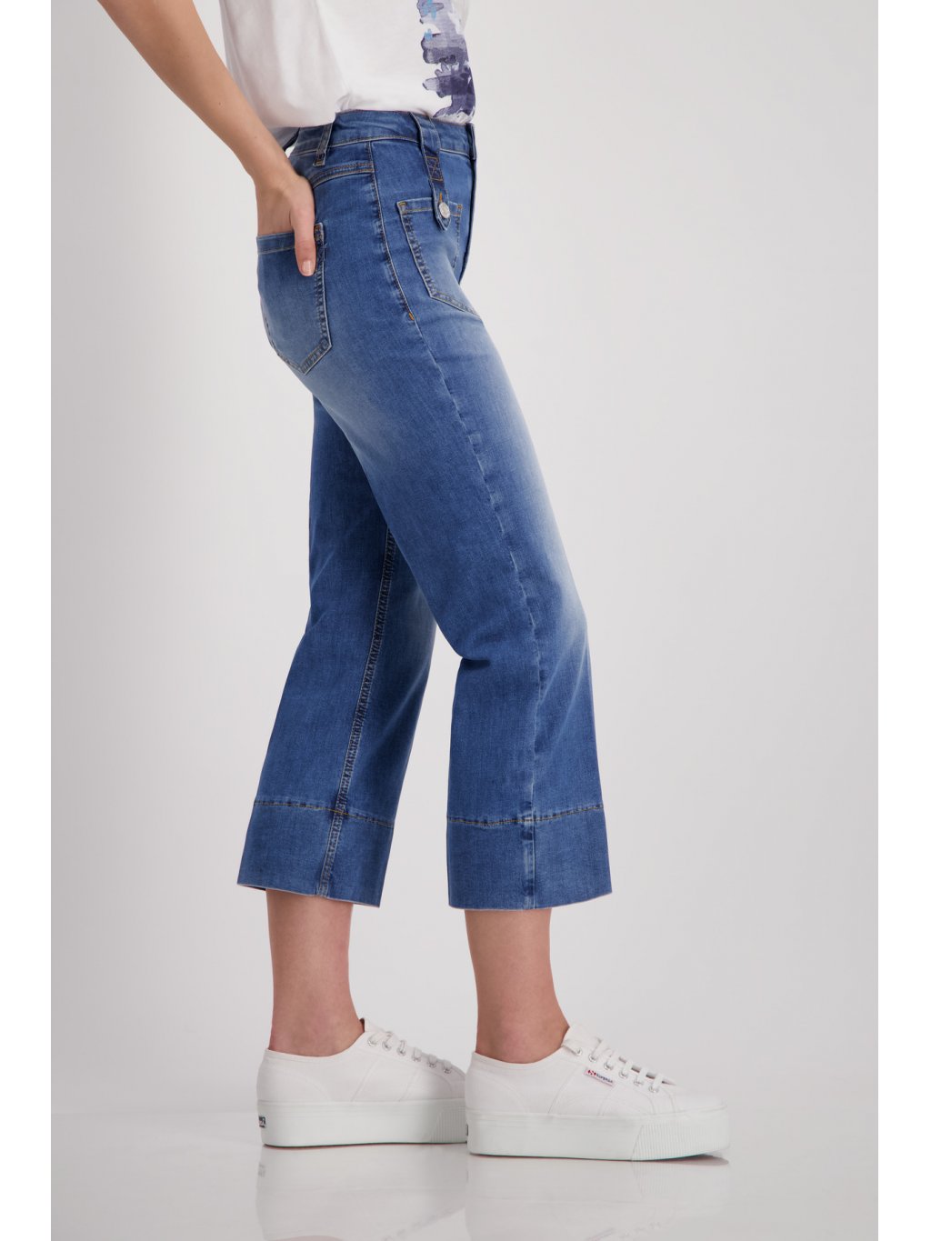 Kalhoty Monari 8762 středně modré zkrácené džíny