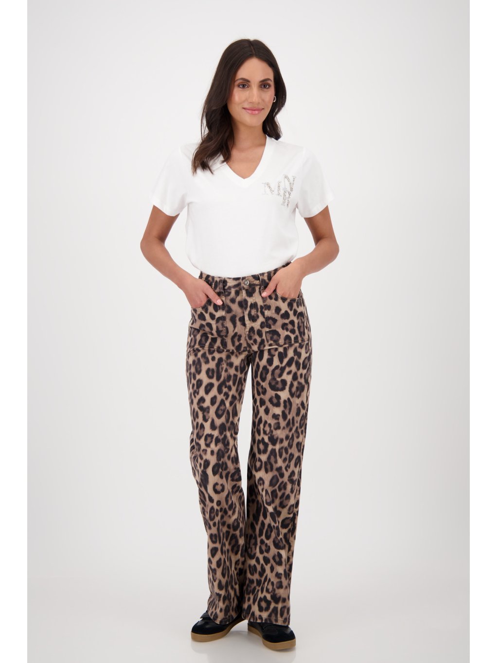 Kalhoty Monari 8784 hnědé leopardí vzor