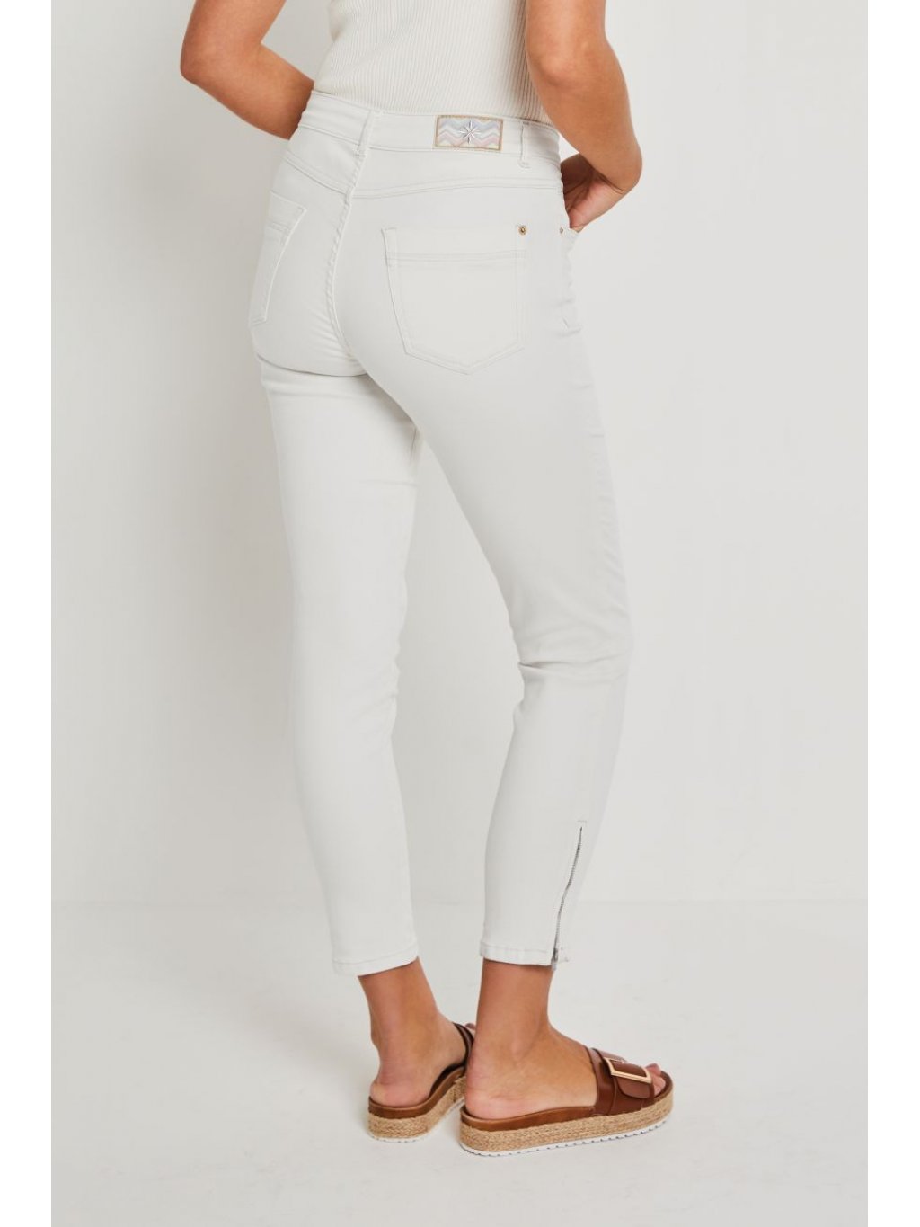 Kalhoty Para Mi Amber bílé úzké džíny