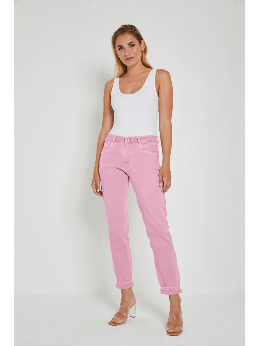 Kalhoty Para Mi Bowie 005244 - 440 růžové kalhoty s vyšším pasem 