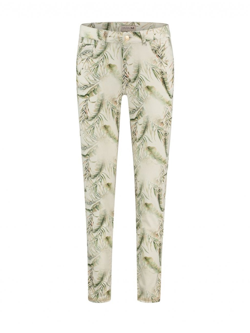Kalhoty Para Mi Celine zelenkavé tropické listy 