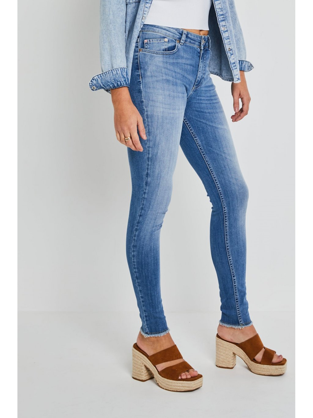 Kalhoty Para Mi Sarah světle modré ultra úzké džíny