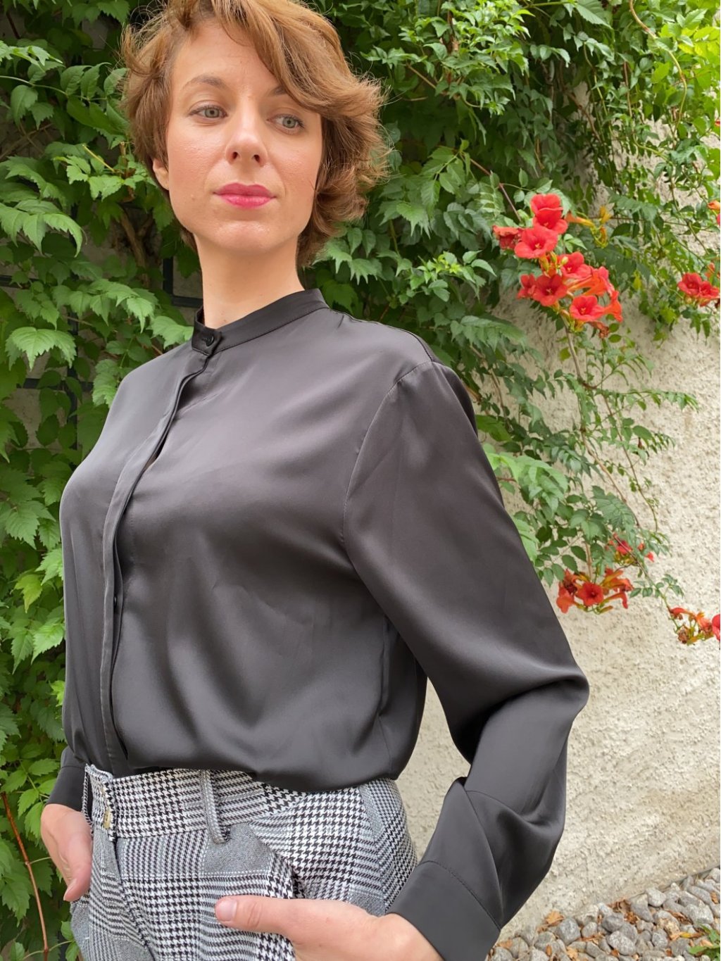 Košile Lauren Vidal černá saténová