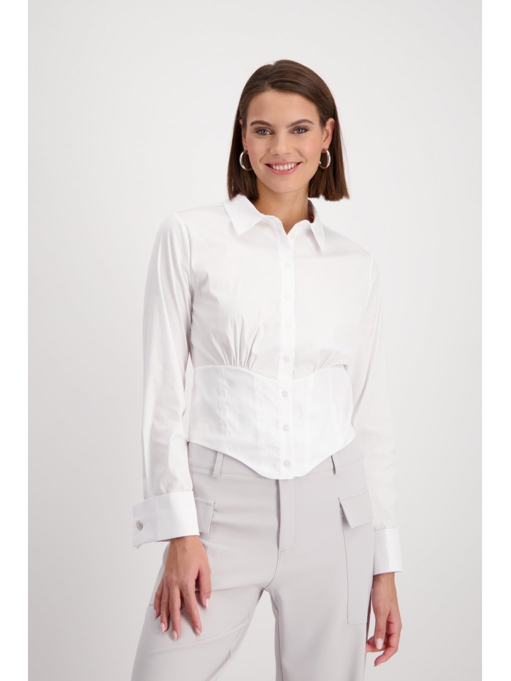 Košile Monari 8298 bílá zkrácená stylová