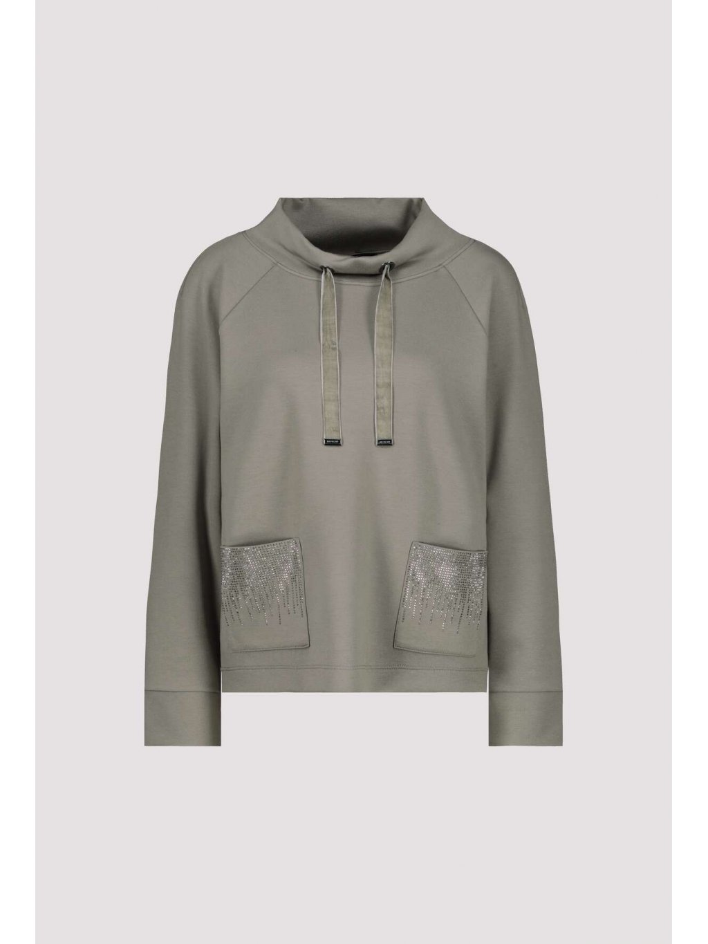 Mikina Monari 7680 khaki zelená s kapsami