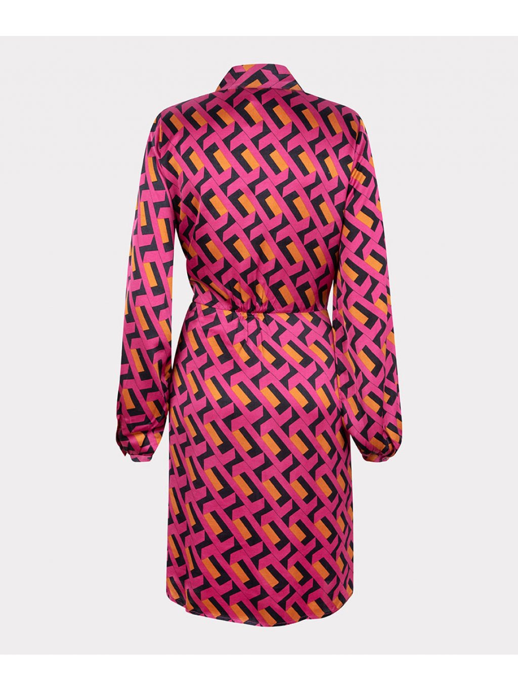Šaty Esqualo 14705 růžovo mangové grafický vzor zavinovací