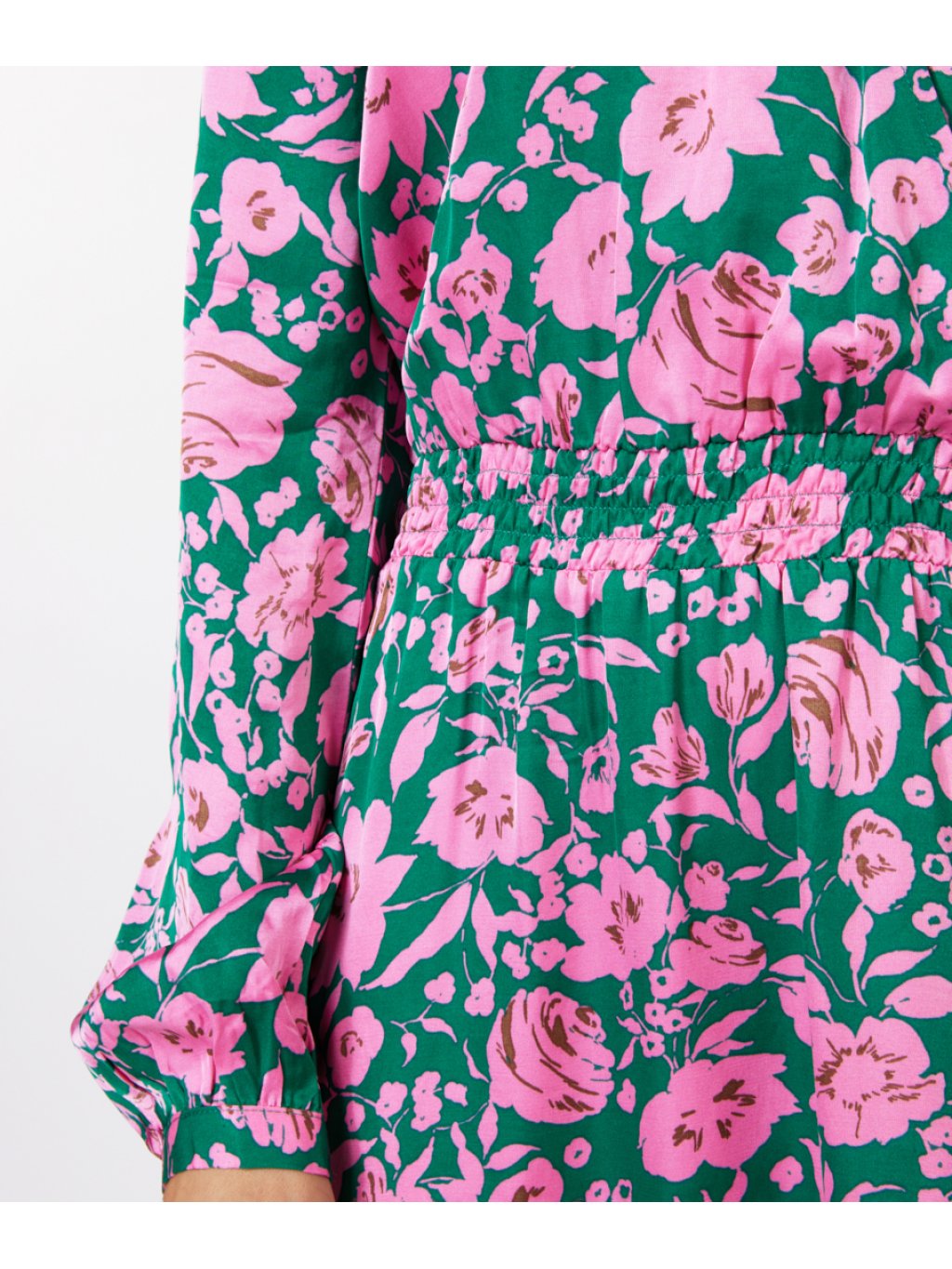 Šaty Esqualo 15016 zelené s růžovým květem dlouhé