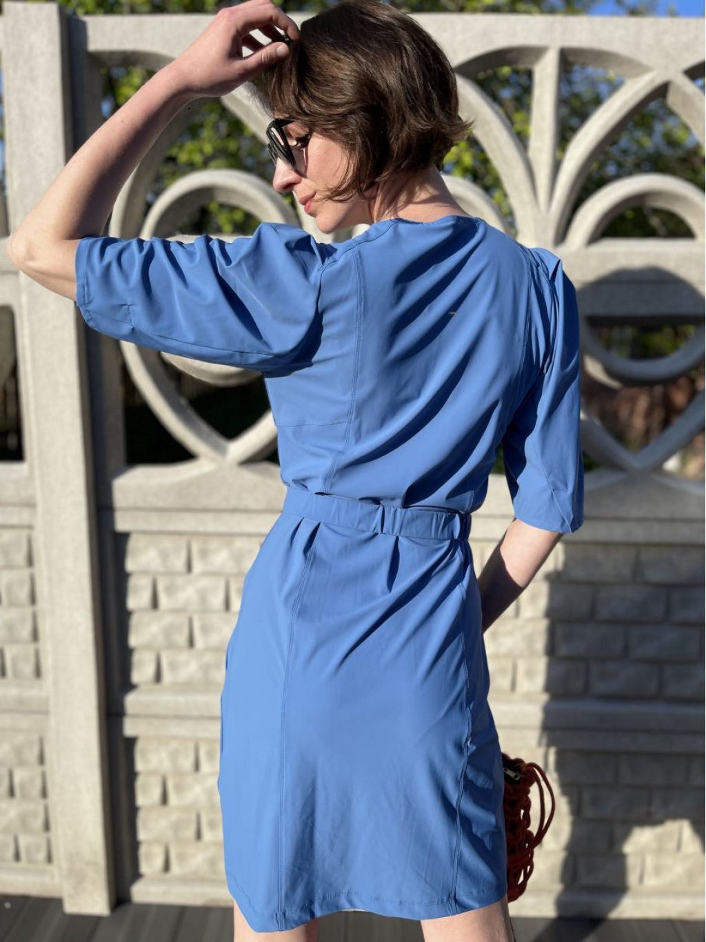 Šaty Esqualo 5017 modré s puff rukávem
