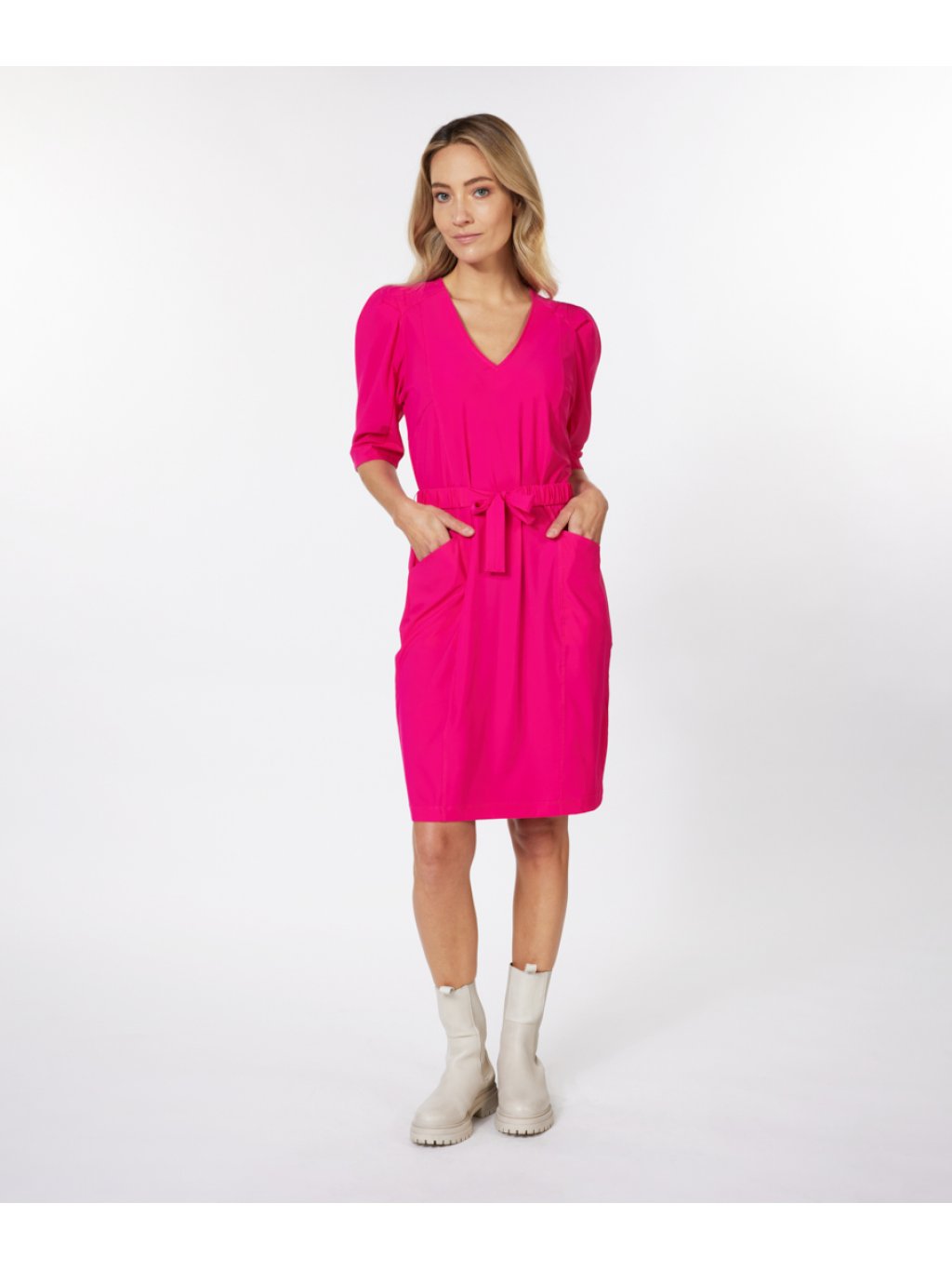 Šaty Esqualo 5017 růžové pink s puff rukávem