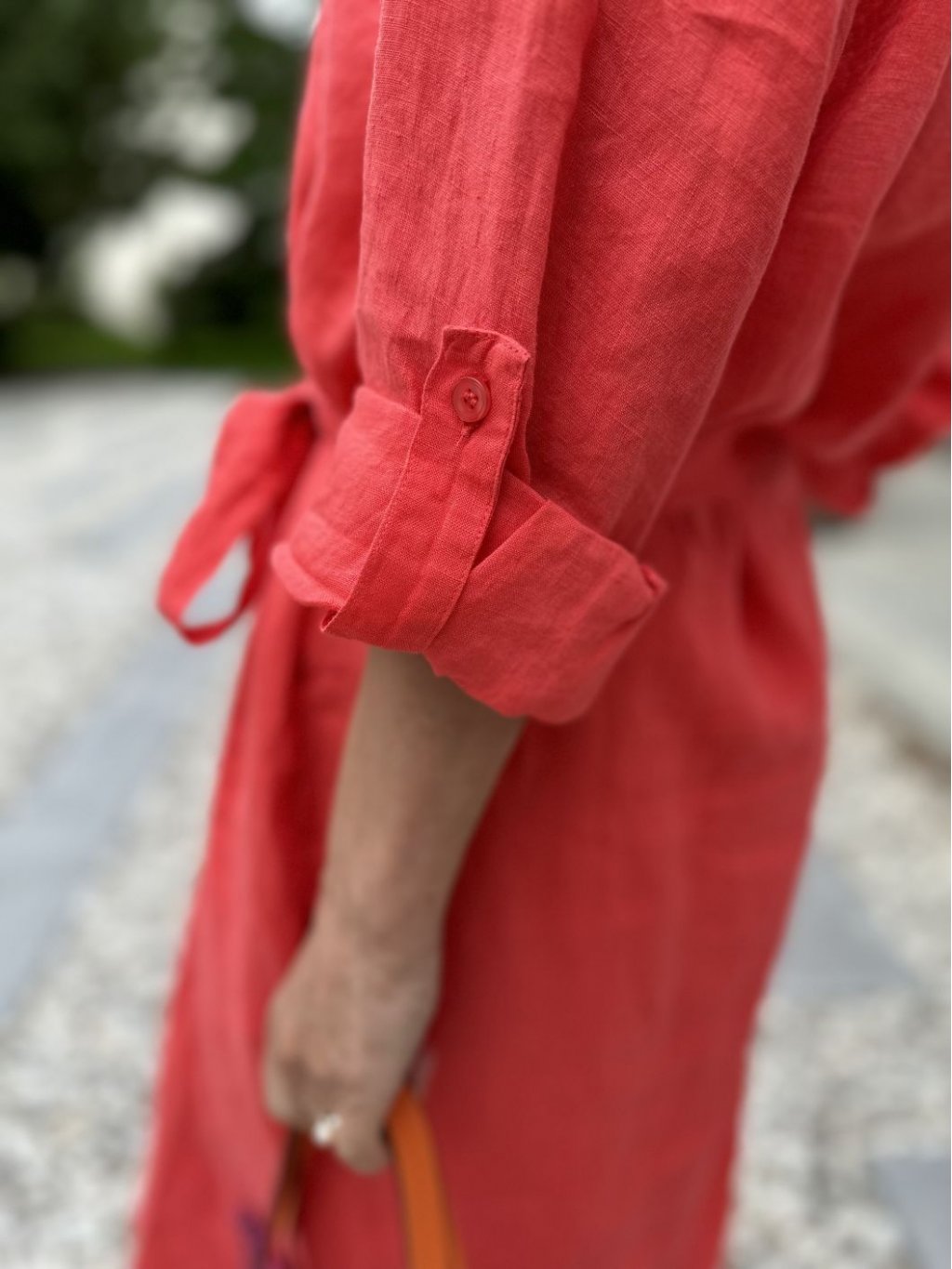 Šaty Kyra Alondra červené košilové lněné 