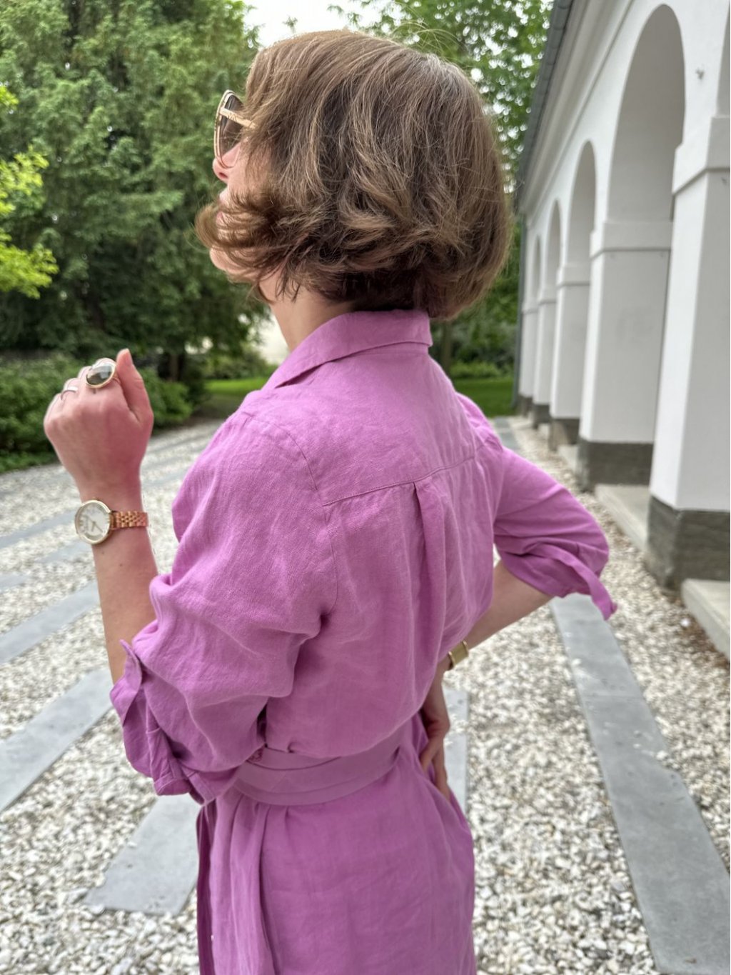 Šaty Kyra Alondra světle fialové košilové lněné 