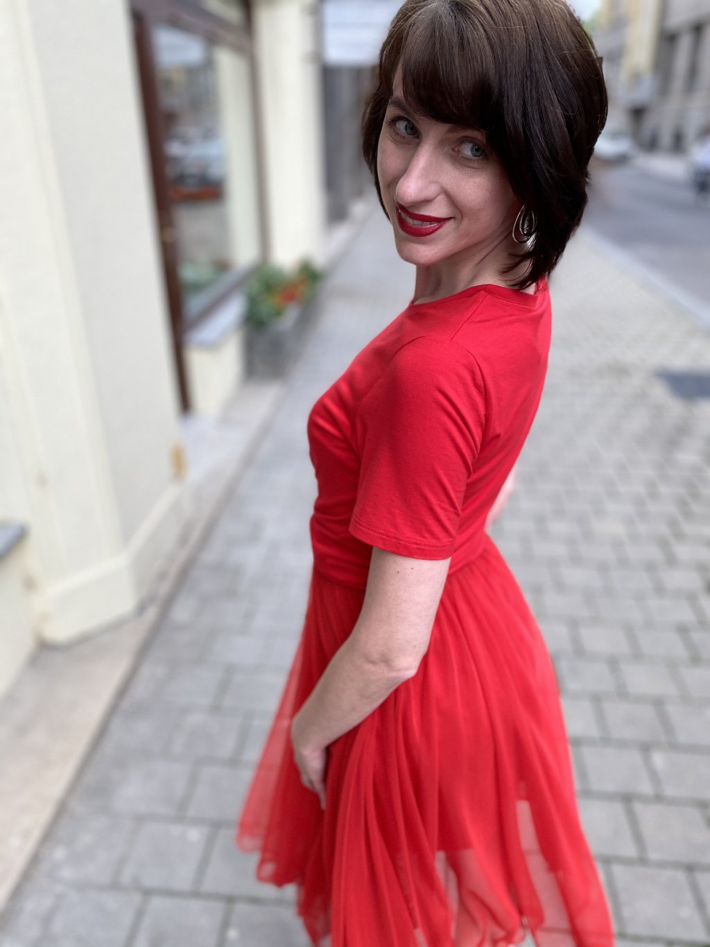 Šaty Marselini červené s tylem