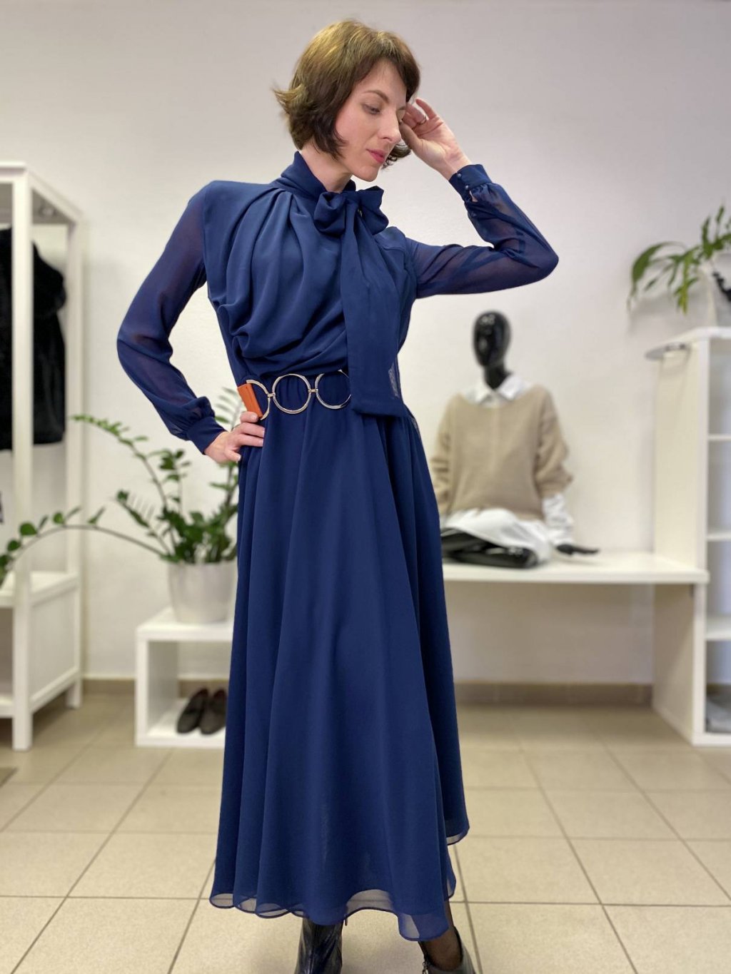 Šaty N. Morozov modré šifon
