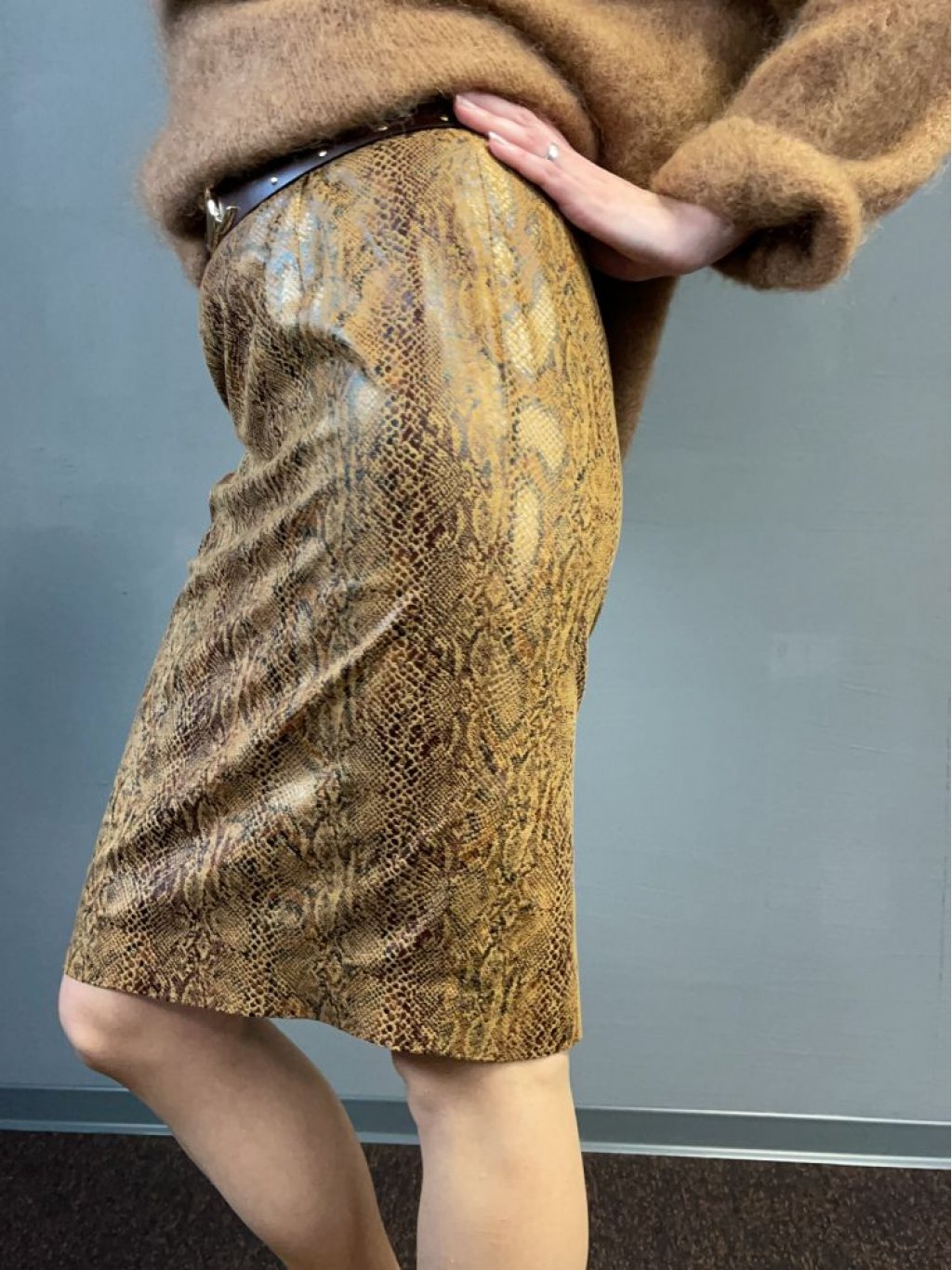 Sukně Atelier Gardeur Ria hnědá s odlesky zvířecí vzor