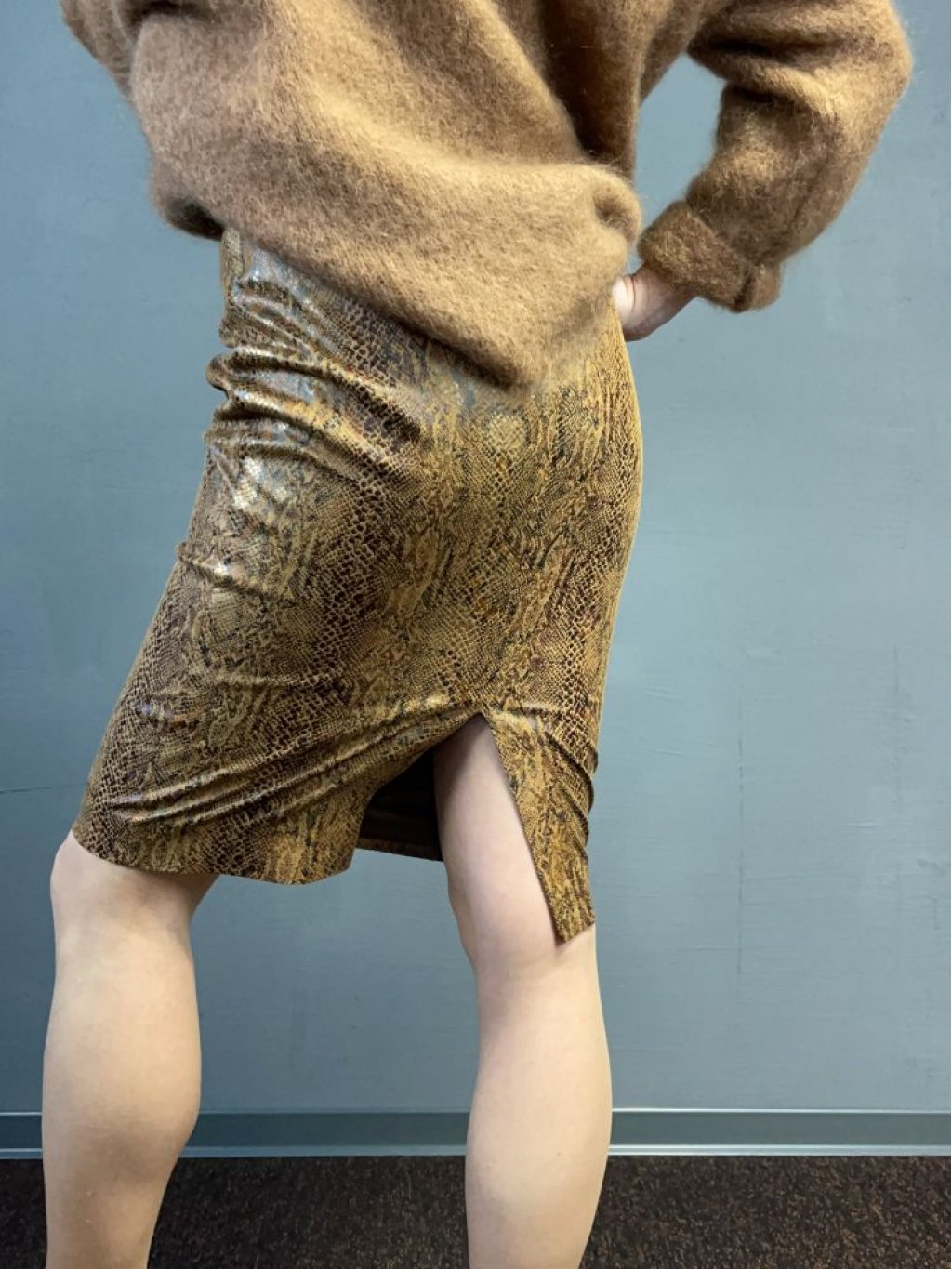 Sukně Atelier Gardeur Ria hnědá s odlesky zvířecí vzor