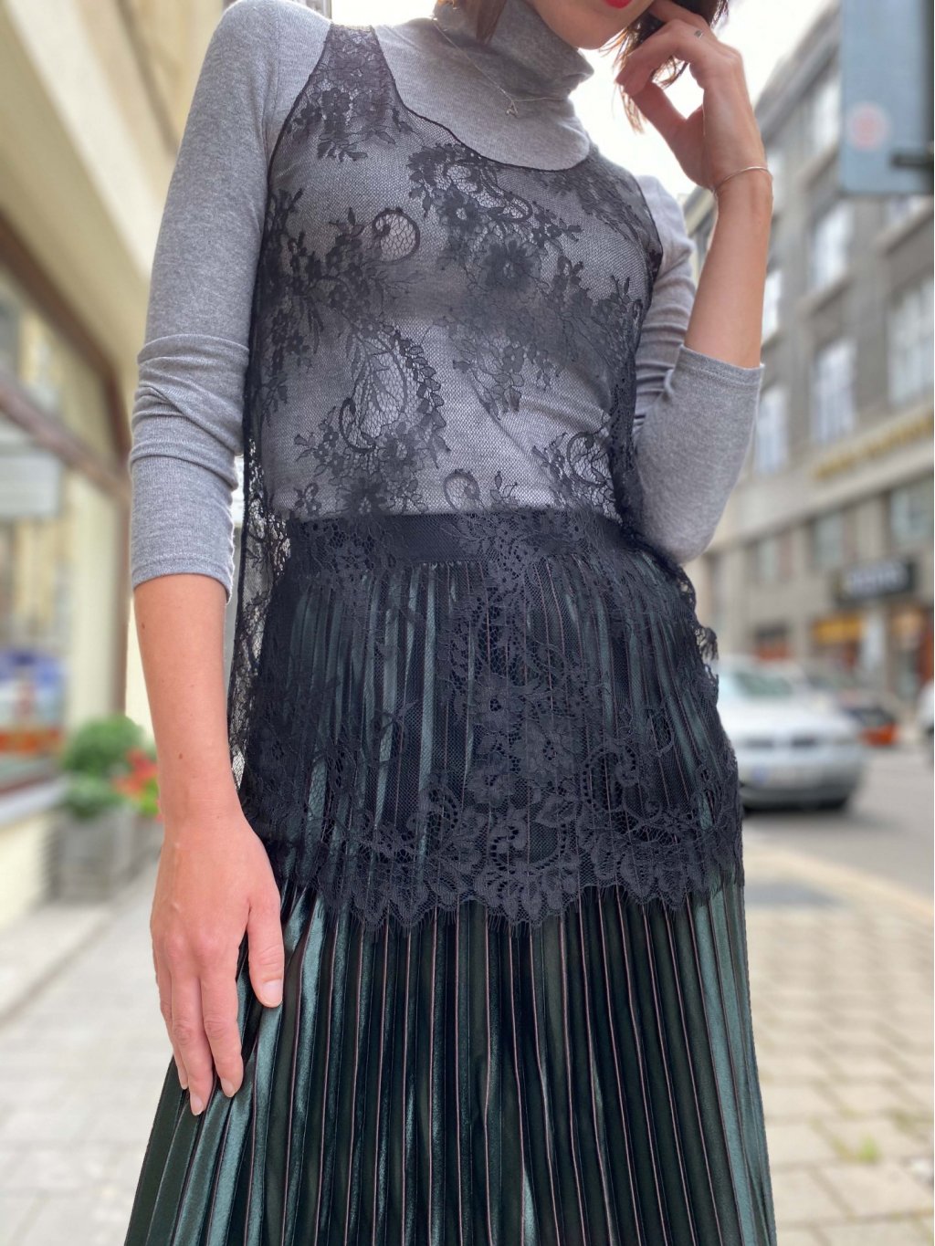 Sukně Lauren Vidal zelená plisé