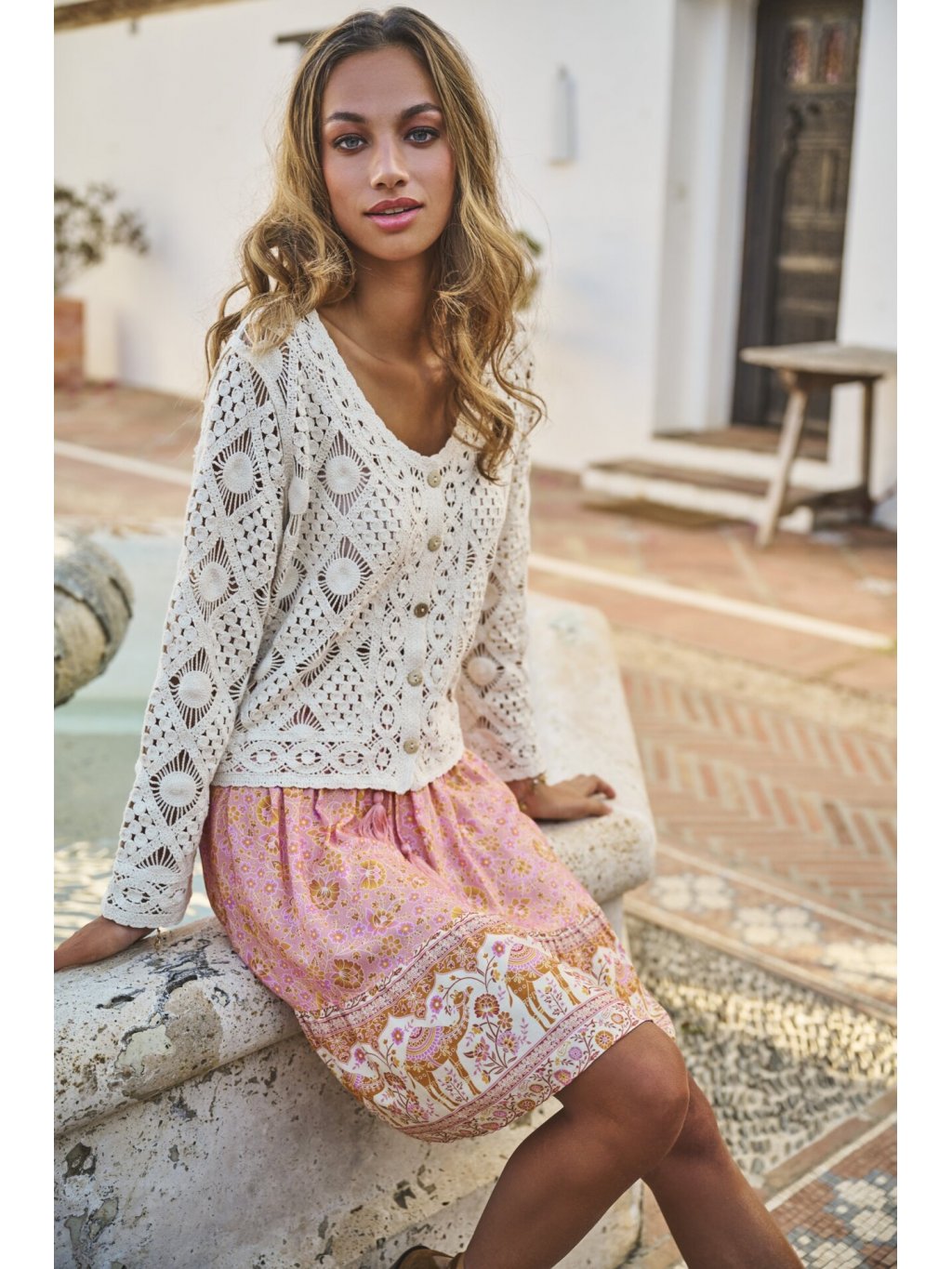 Svetr Esqualo 02200 přírodní cardigan