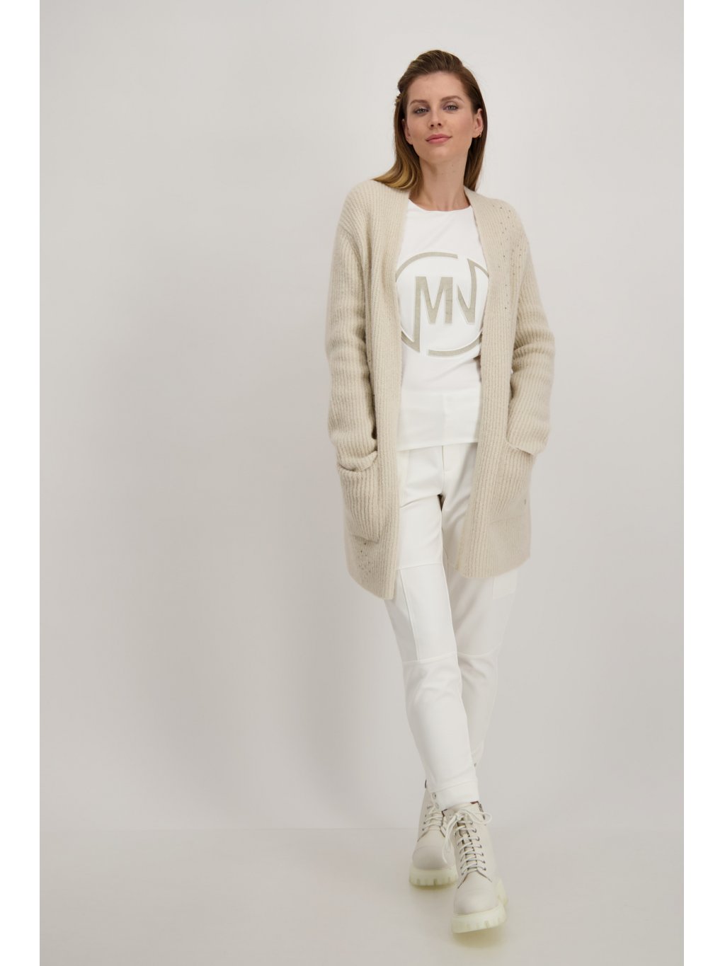 Svetr Monari 6312 jemně béžový cardigan 
