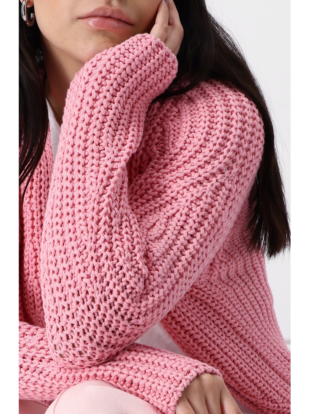 Svetr Monari 8469 růžový pletený 