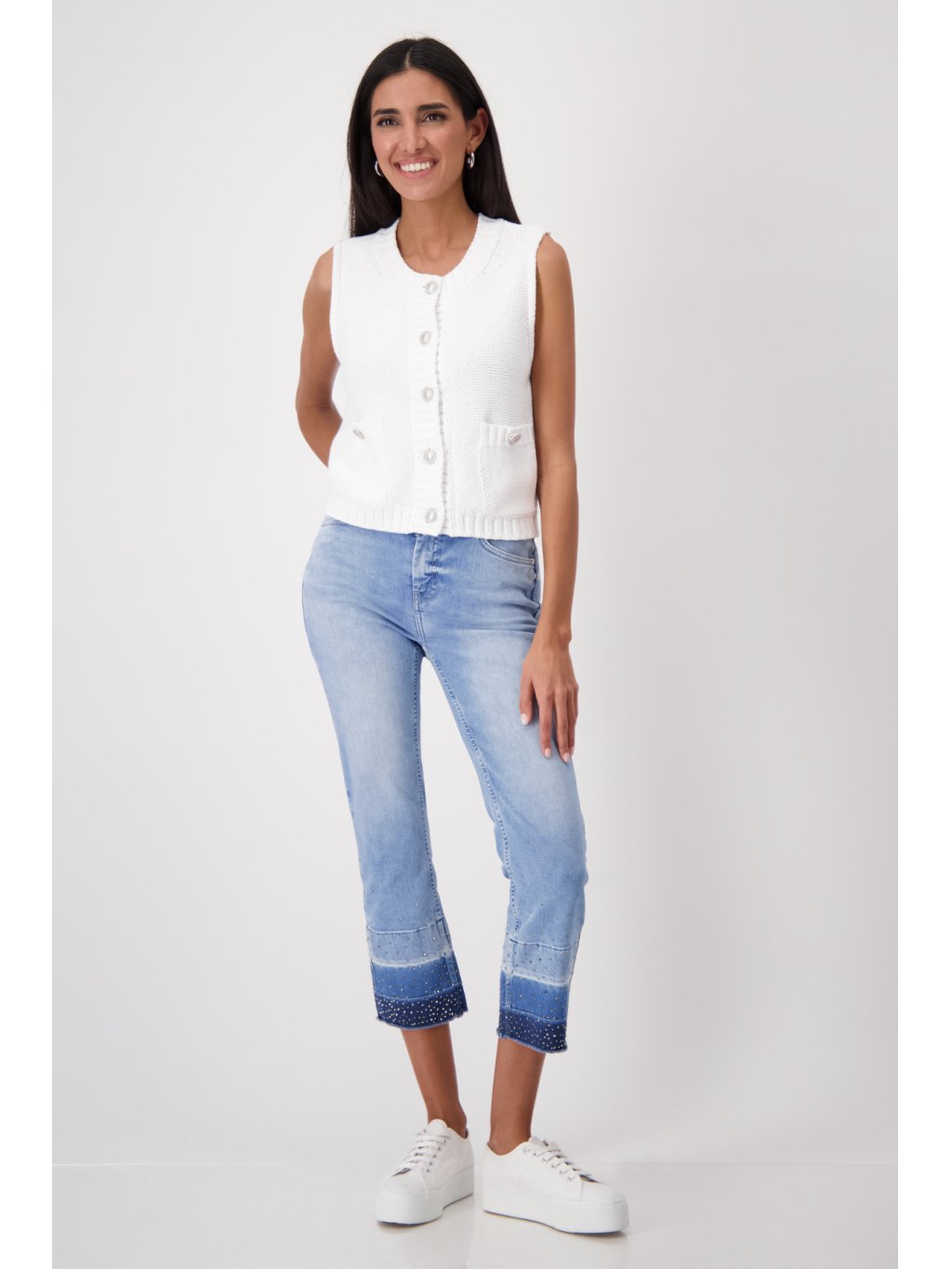 Top Monari 0020 bílý úpletový ve stylu vesty