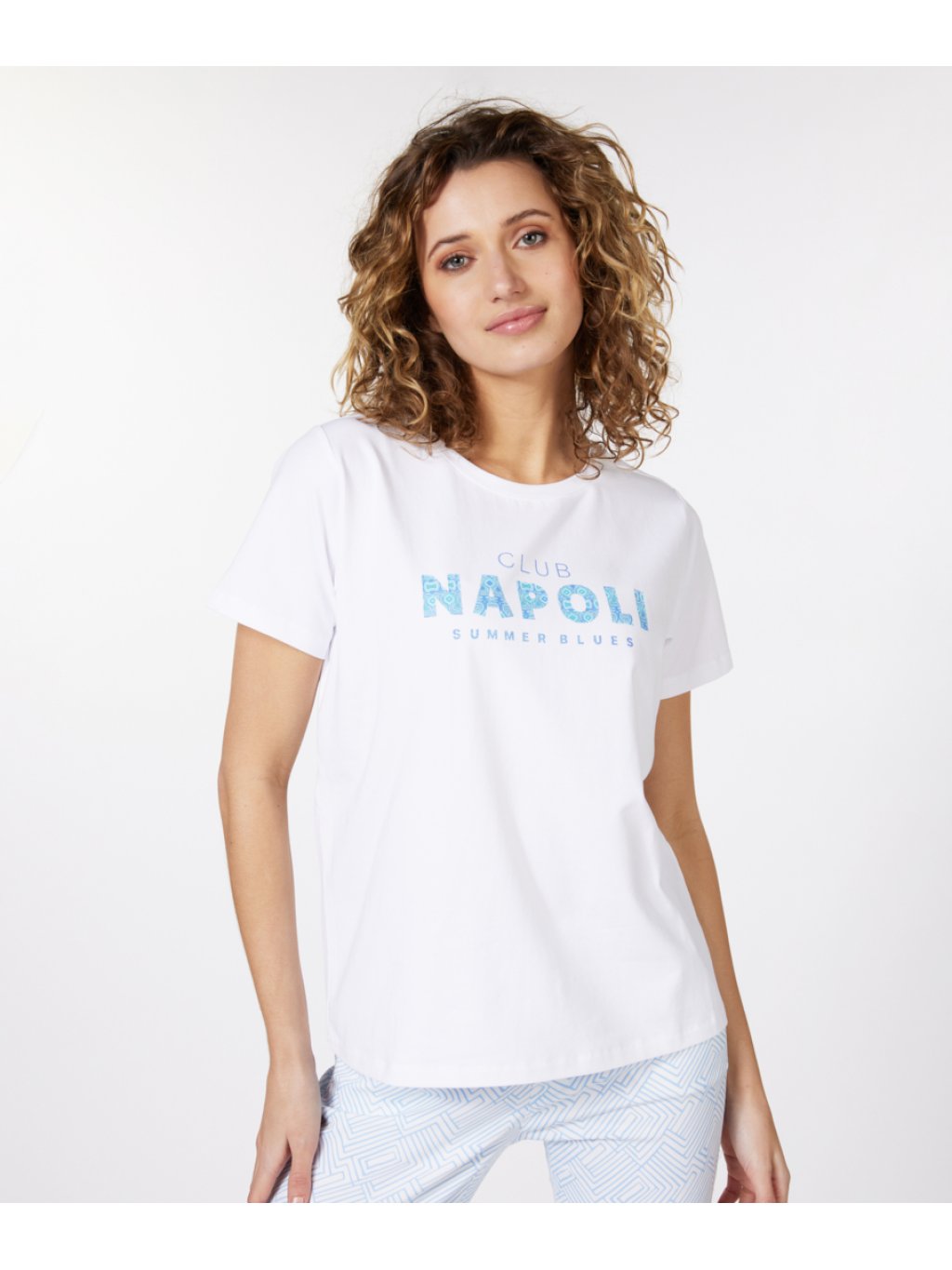 Tričko Esqualo 5209 bílé s nápisem NAPOLI