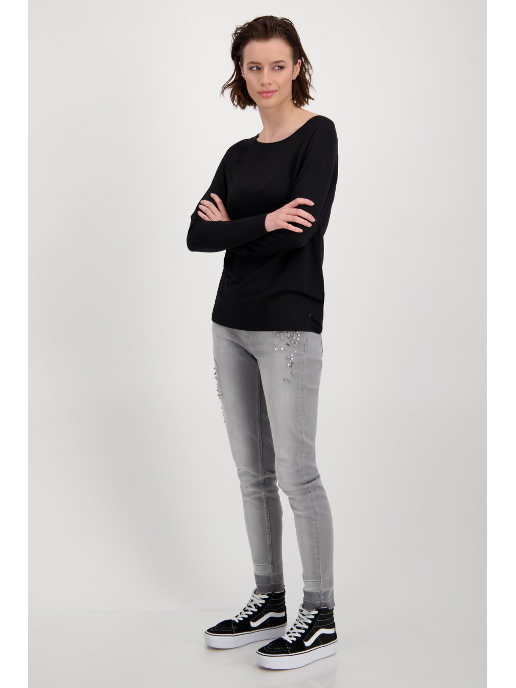 Tričko Monari 6352 černé basic s dlouhým rukávem