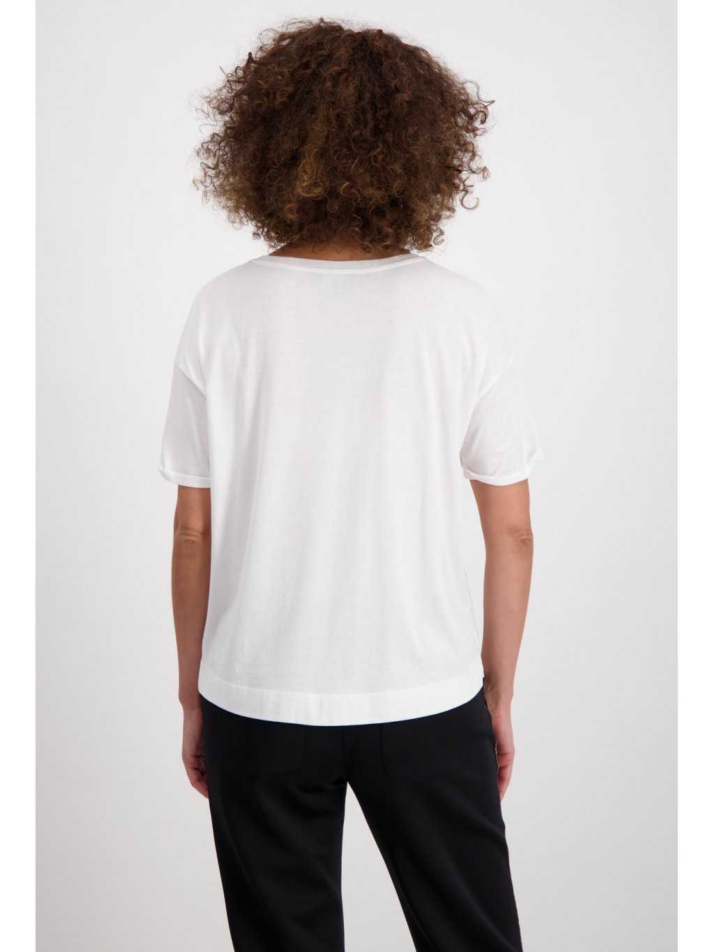 Tričko Monari 6796 bílé s grafikou v krokantově hnědé