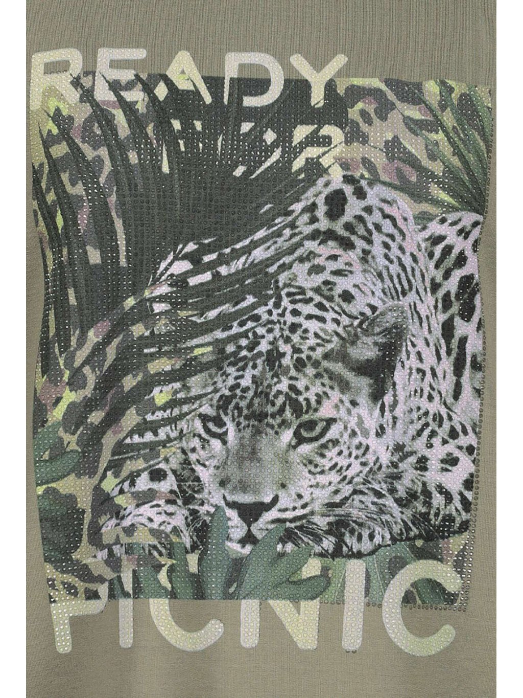 Tričko Monari 7321 zelené s leopardem