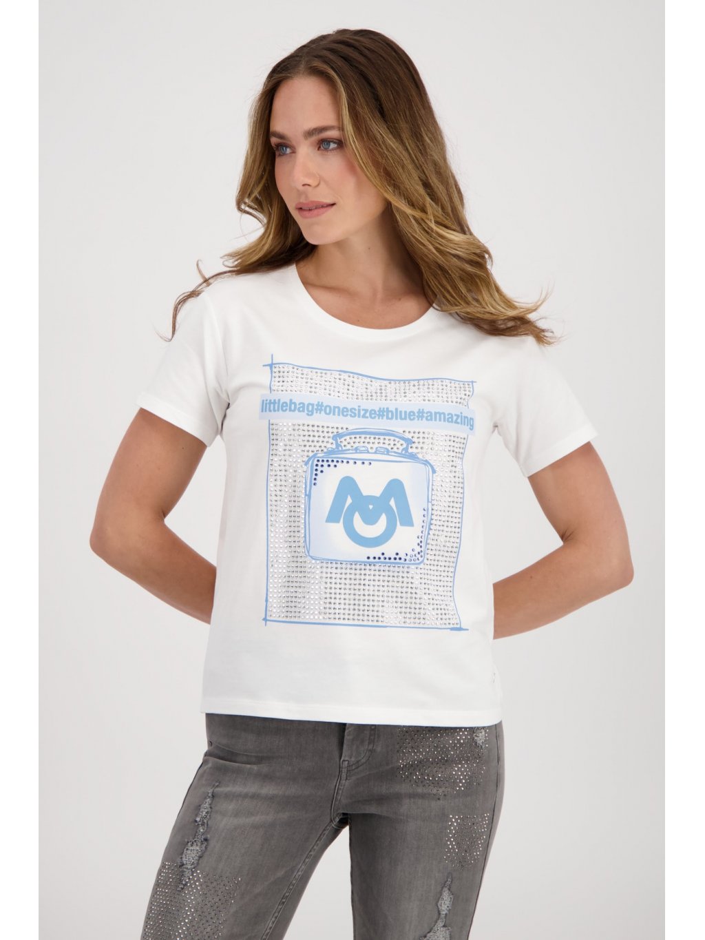 Tričko Monari 7747 bílo-modré s aplikacemi 