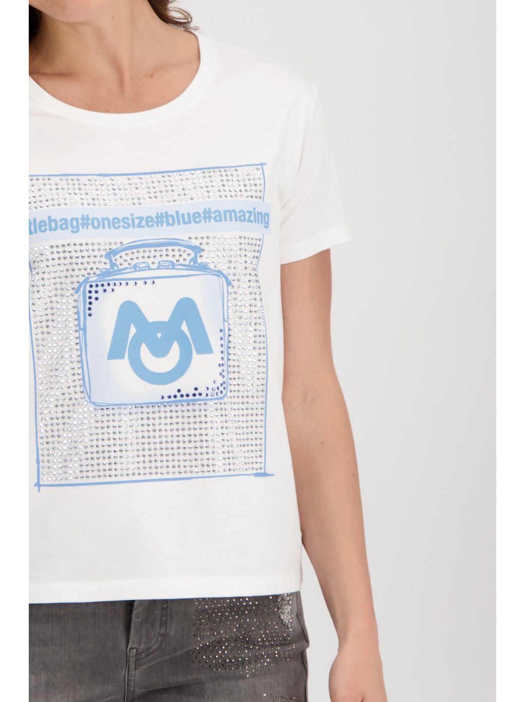 Tričko Monari 7747 bílo-modré s aplikacemi 