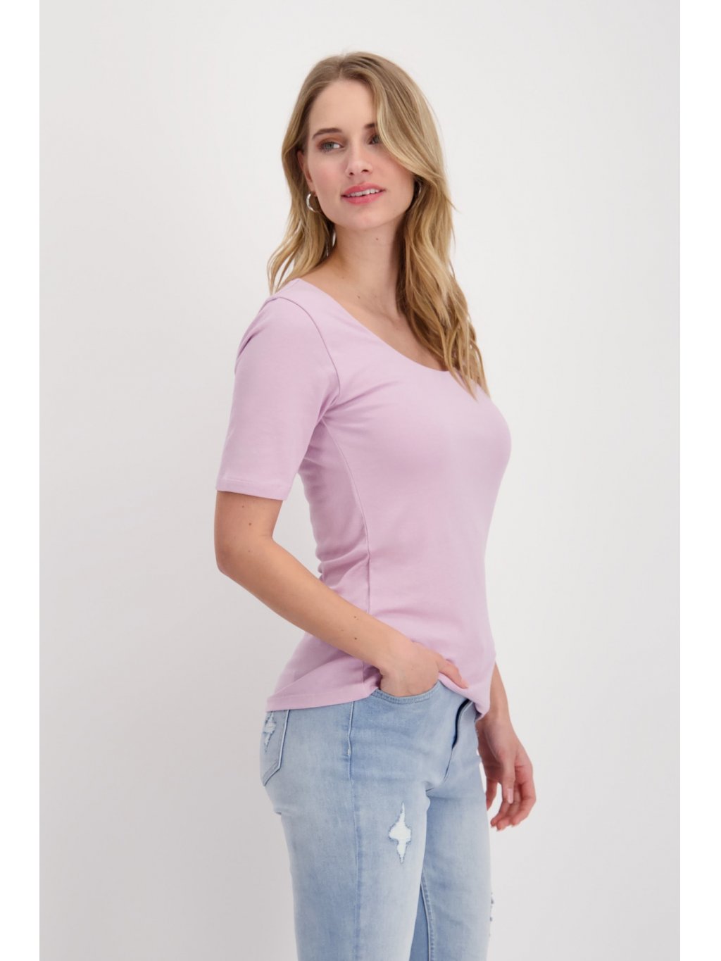 Tričko Monari 8372 lila basic s krátkým rukávem 