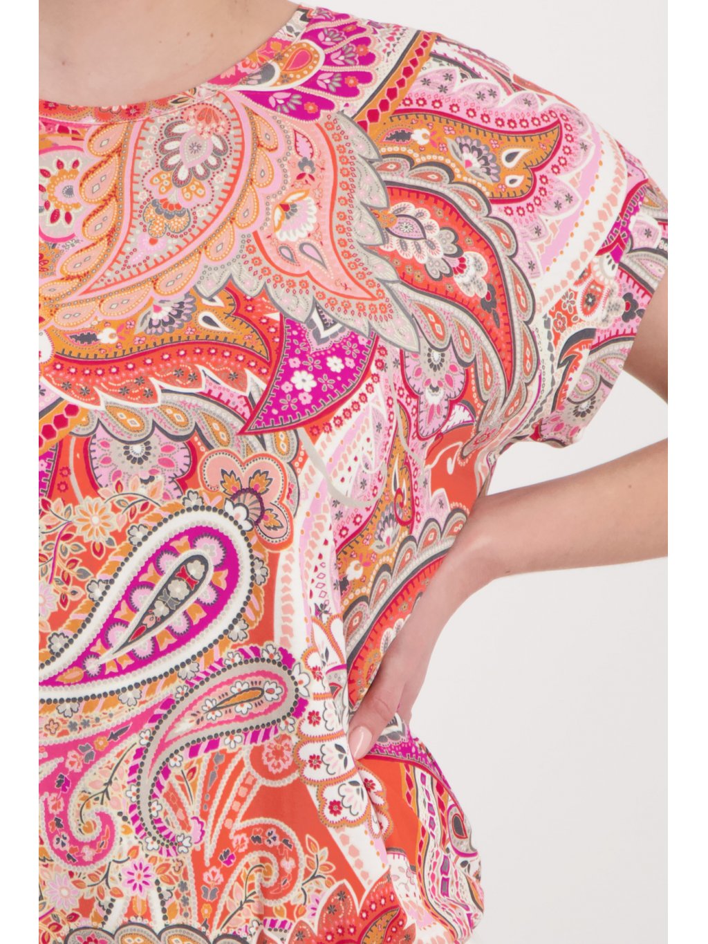 Tričko Monari 9002 meruňkovo růžové paisley vzor s gumičkou
