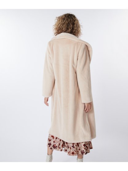 Kabát Esqualo 37510 krémový kožíšek dlouhý